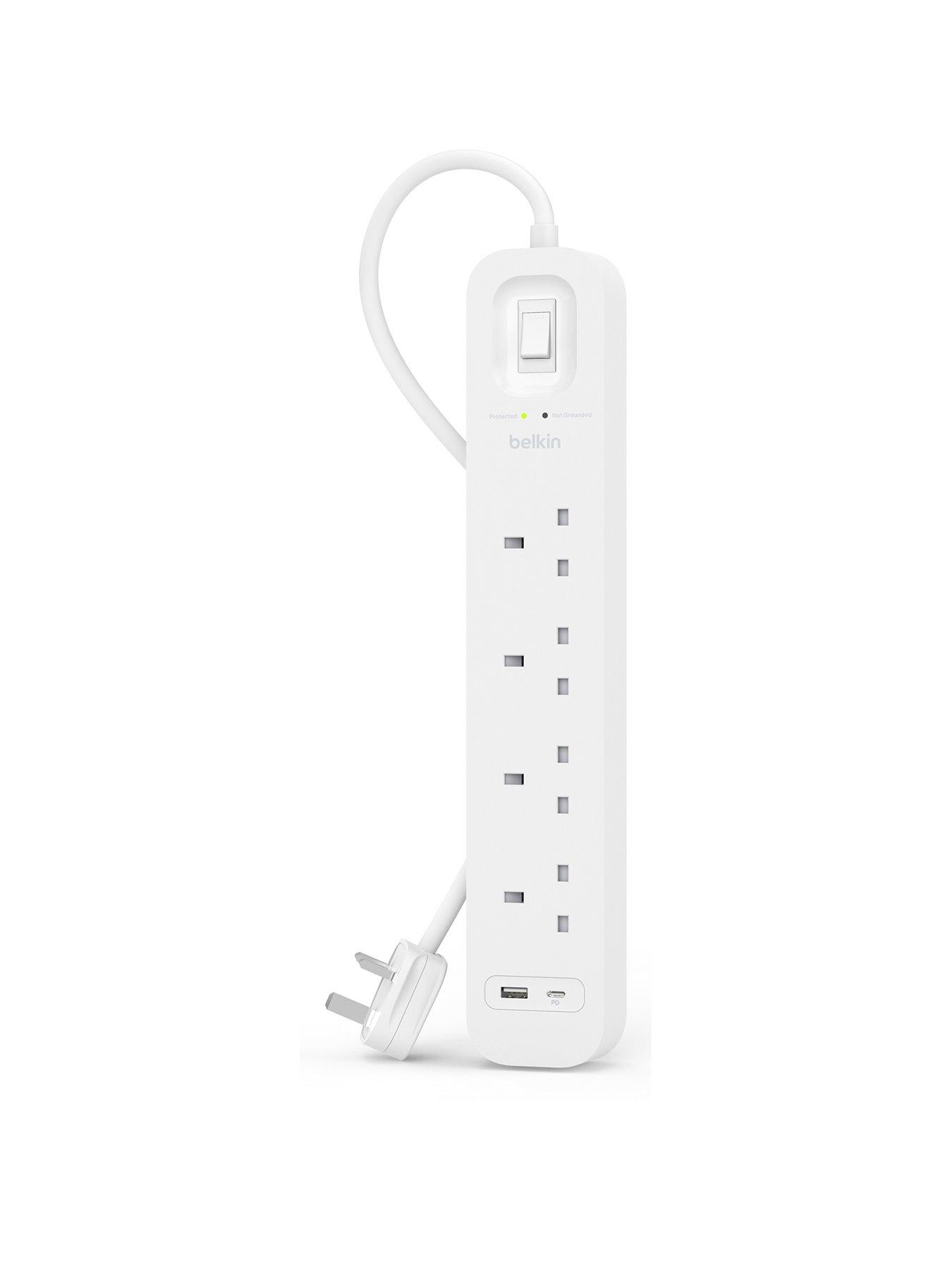Image 2 of 7 of Belkin 4 Socket 2m USB A &amp; C Surge Protected Extension Lead