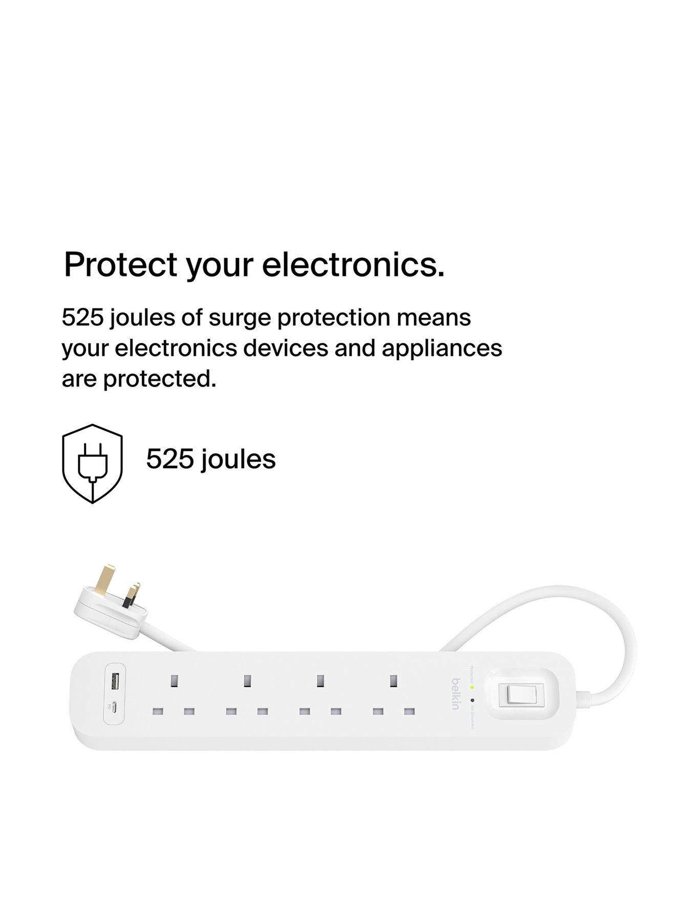 Image 3 of 7 of Belkin 4 Socket 2m USB A &amp; C Surge Protected Extension Lead