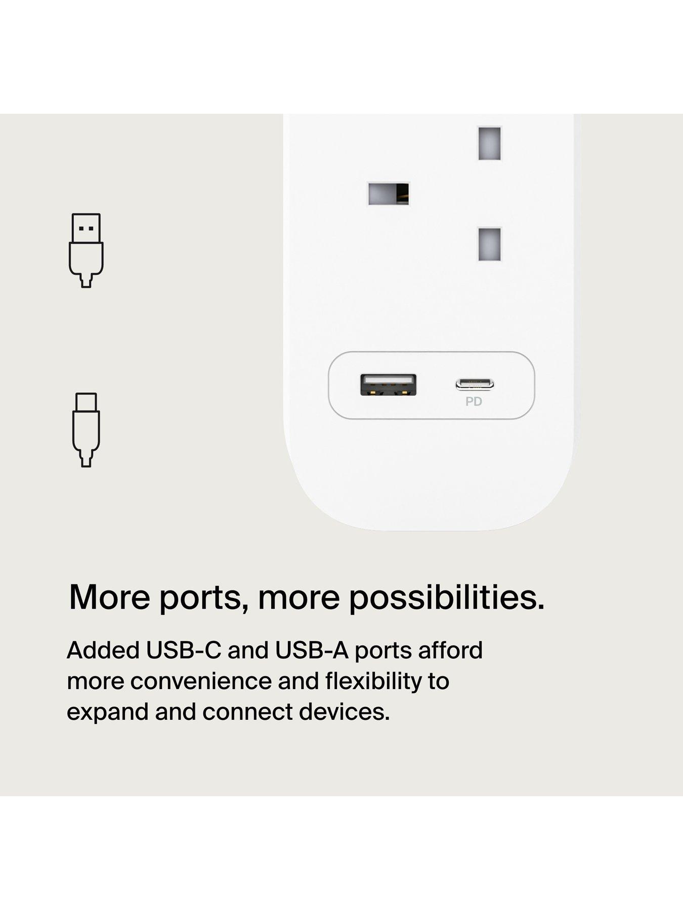 Image 5 of 7 of Belkin 4 Socket 2m USB A &amp; C Surge Protected Extension Lead
