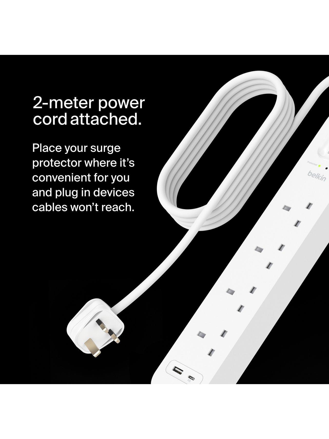 Image 7 of 7 of Belkin 4 Socket 2m USB A &amp; C Surge Protected Extension Lead