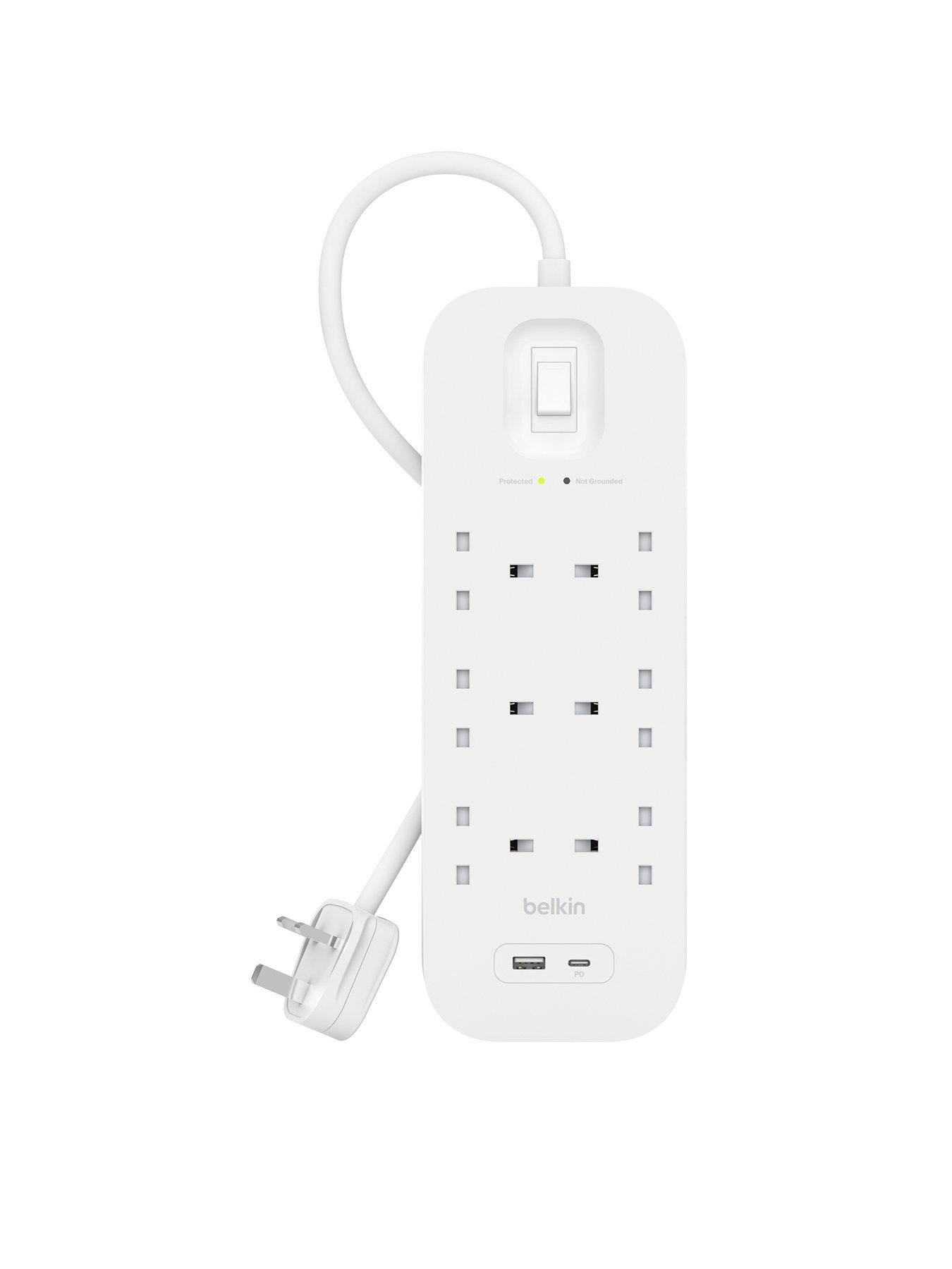 Image 1 of 7 of Belkin 6 Socket 2m USB A &amp; C Surge Protected Extension Lead
