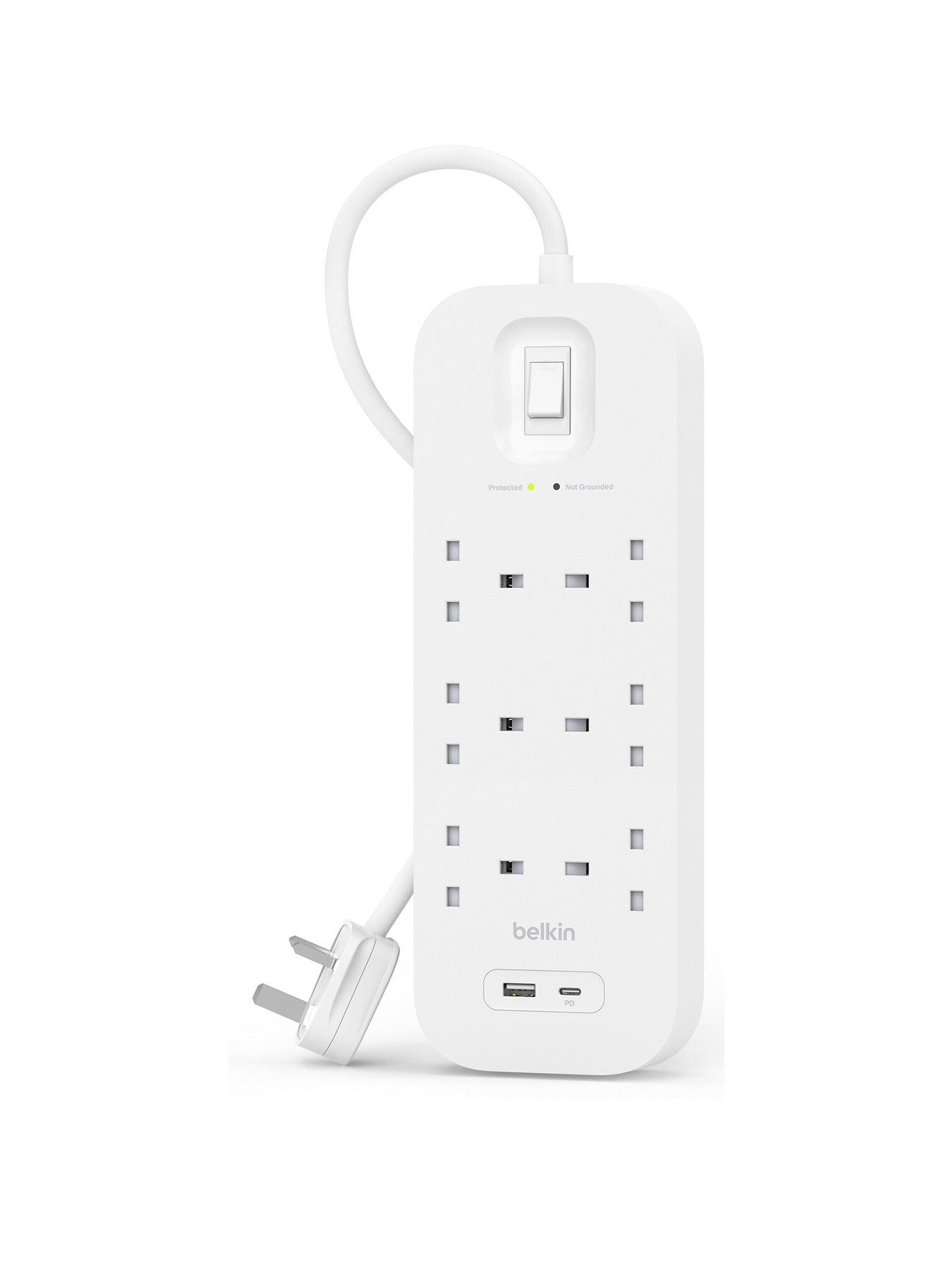 Image 2 of 7 of Belkin 6 Socket 2m USB A &amp; C Surge Protected Extension Lead