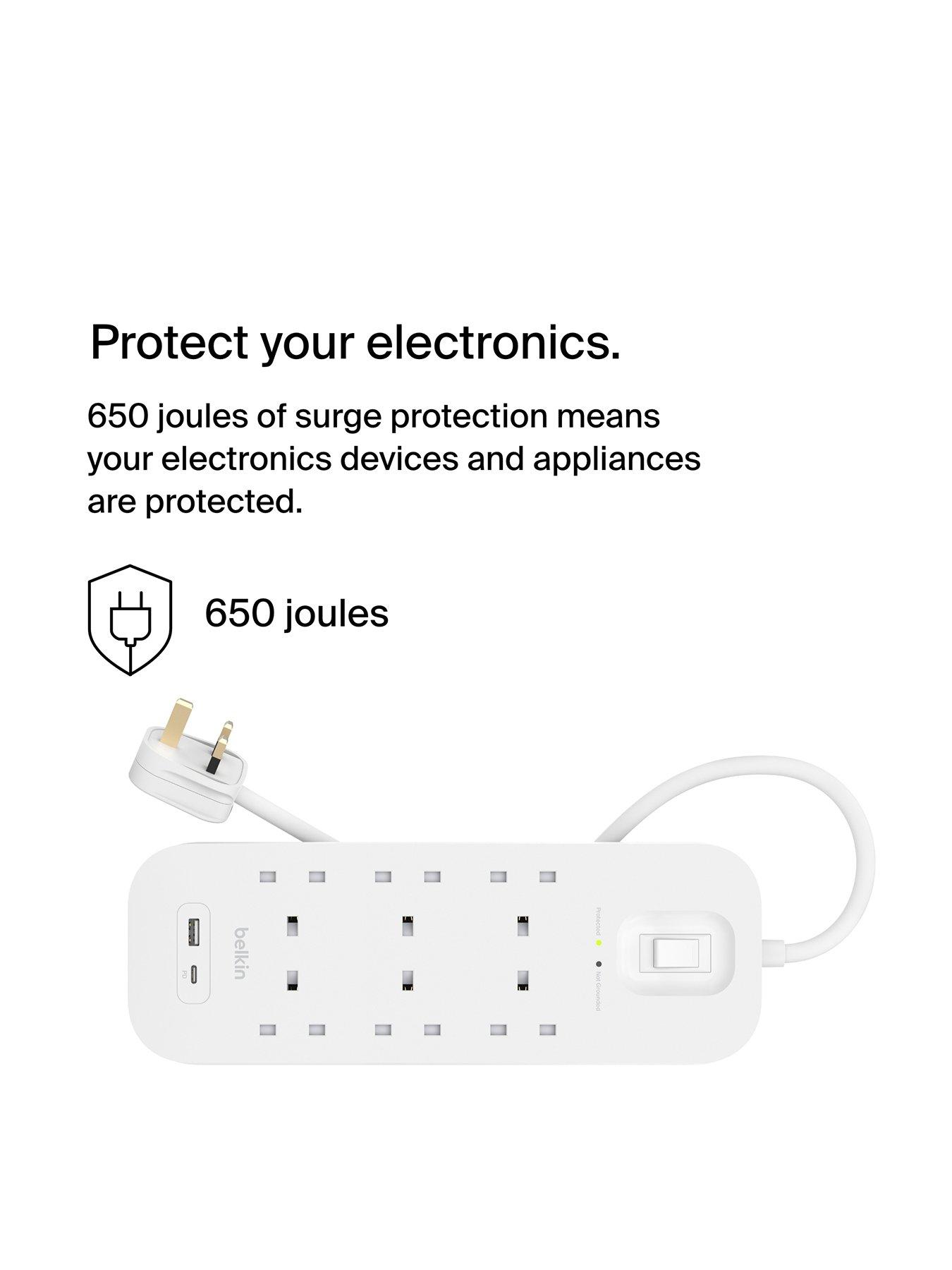 Image 3 of 7 of Belkin 6 Socket 2m USB A &amp; C Surge Protected Extension Lead