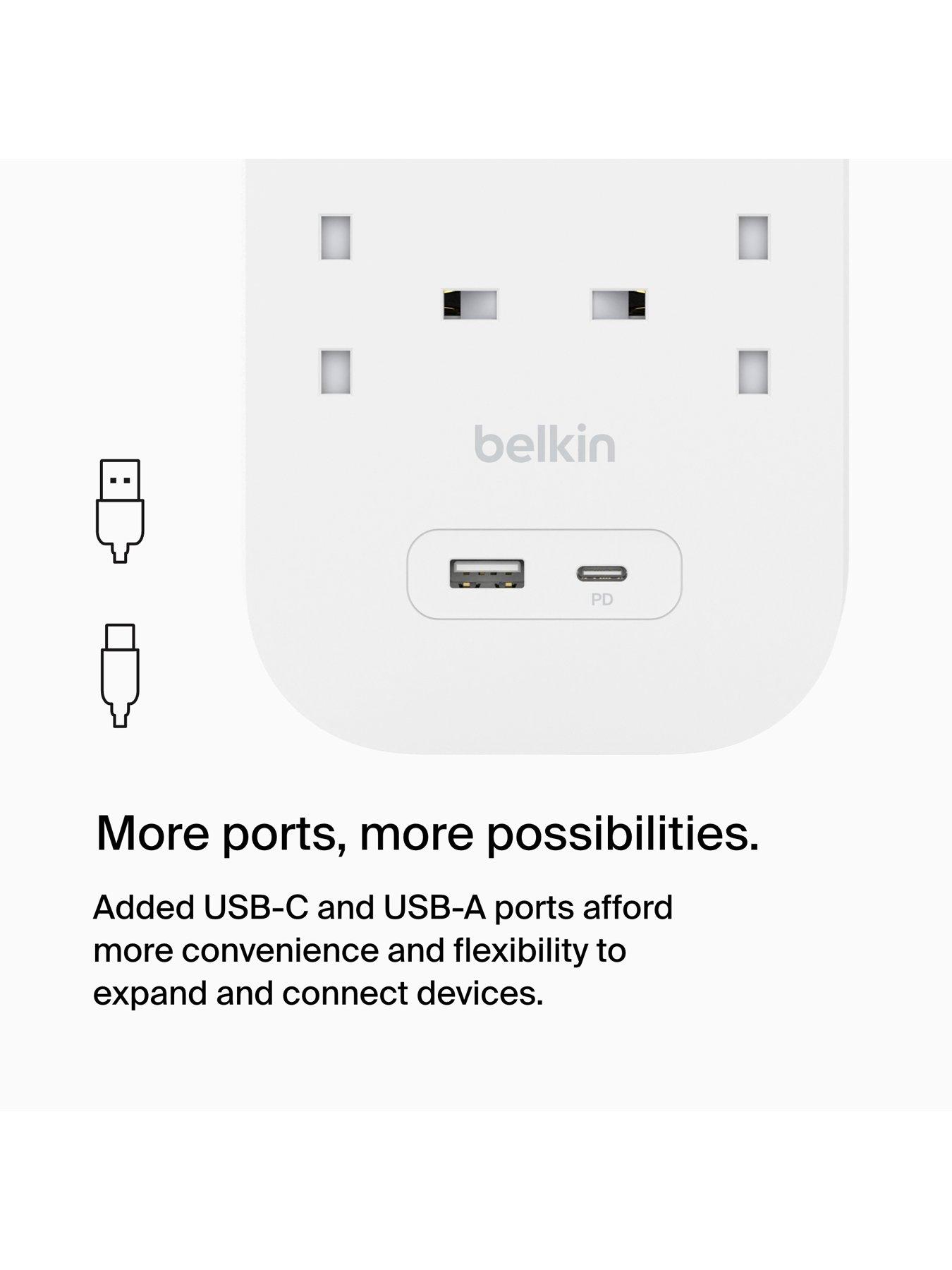 Image 5 of 7 of Belkin 6 Socket 2m USB A &amp; C Surge Protected Extension Lead