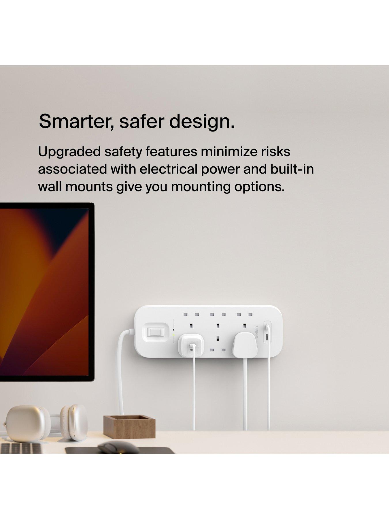  image of belkin-6-socket-2m-usb-a-amp-c-surge-protected-extension-lead