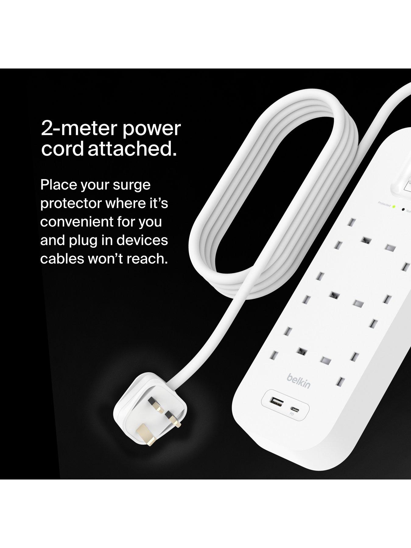 Image 7 of 7 of Belkin 6 Socket 2m USB A &amp; C Surge Protected Extension Lead