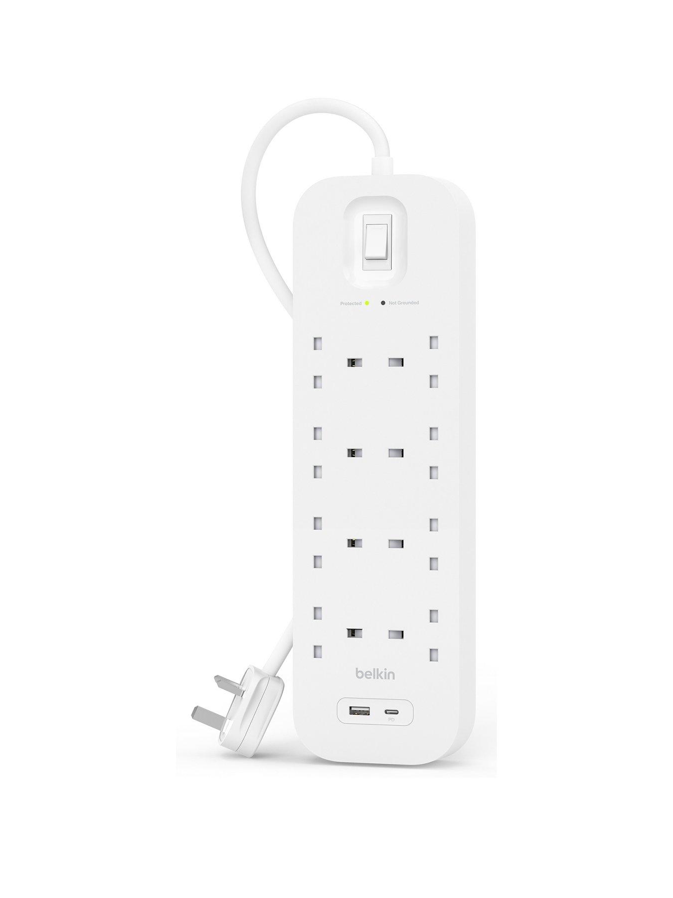 Image 2 of 7 of Belkin 8 Socket 2m USB A &amp; C Surge Protected Extension Lead