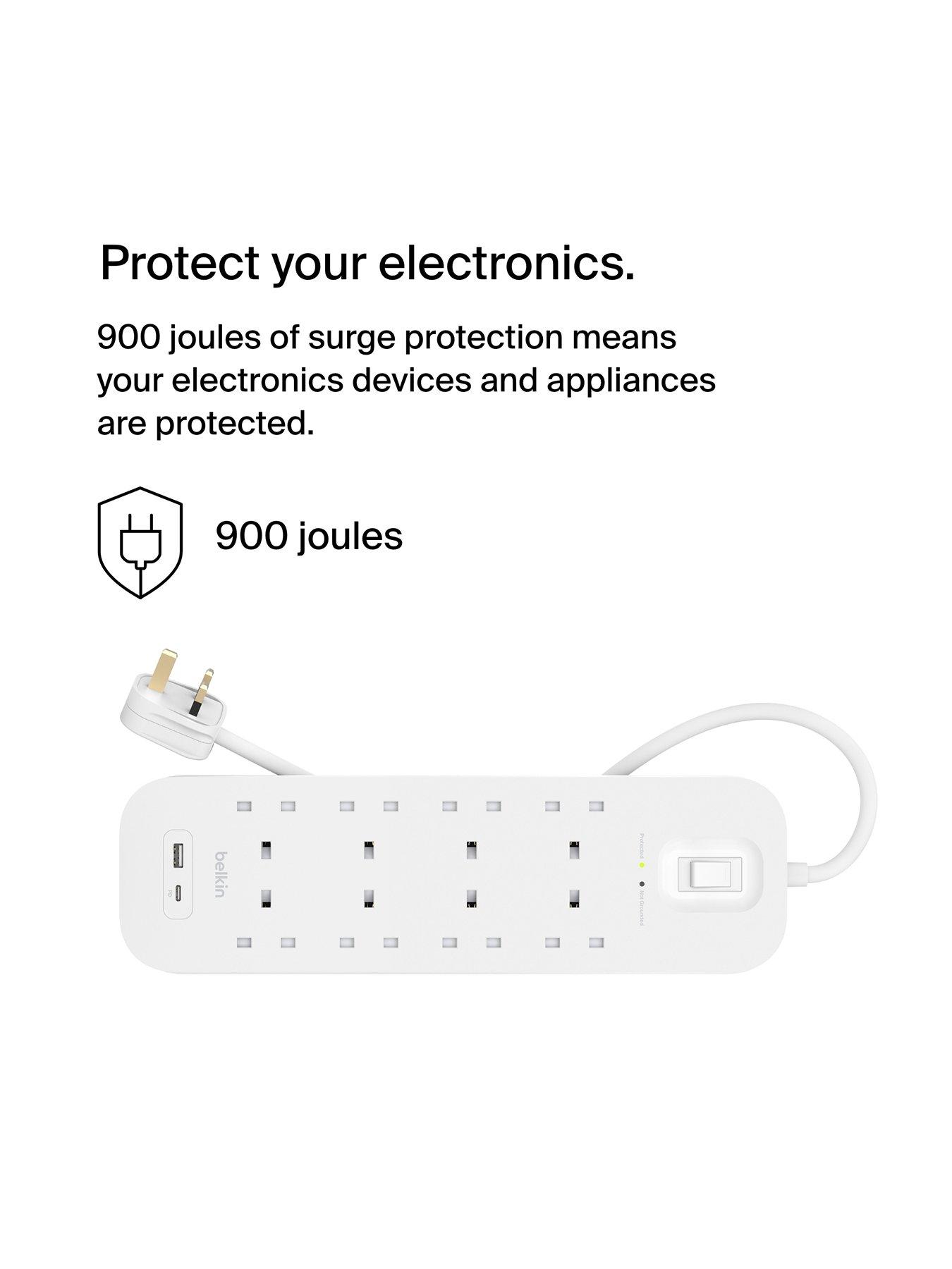 Image 3 of 7 of Belkin 8 Socket 2m USB A &amp; C Surge Protected Extension Lead