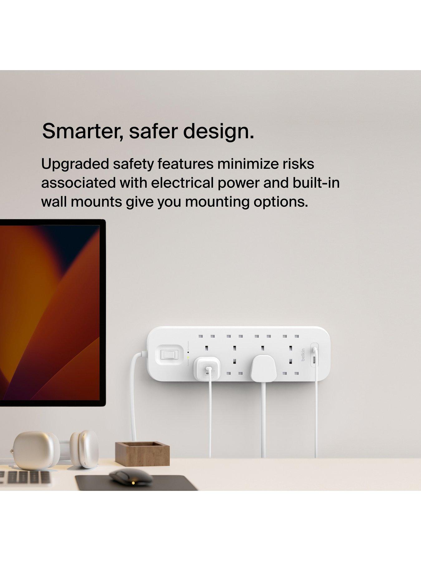 Image 6 of 7 of Belkin 8 Socket 2m USB A &amp; C Surge Protected Extension Lead
