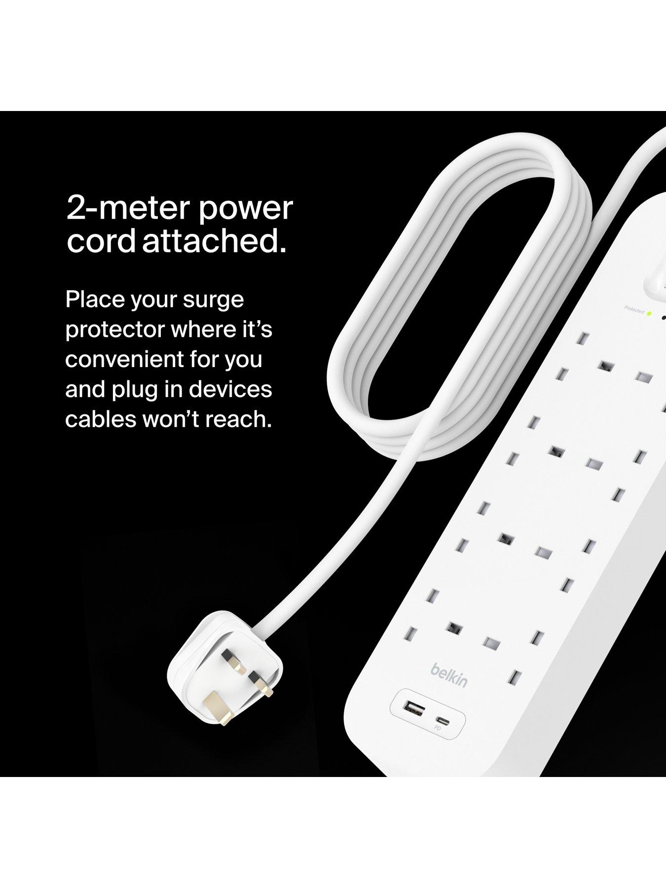 Image 7 of 7 of Belkin 8 Socket 2m USB A &amp; C Surge Protected Extension Lead