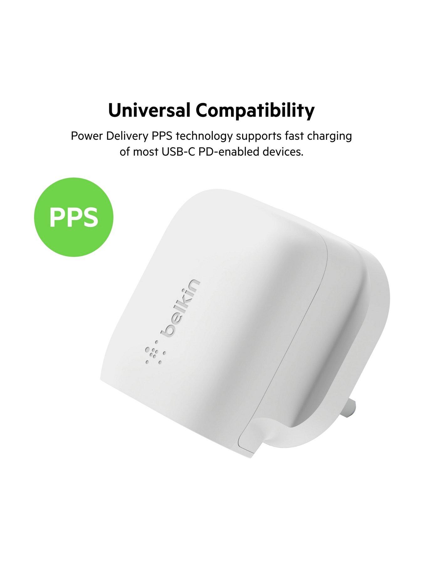  image of belkin-20w-usb-c-wall-charger-with-lightning-cable-white