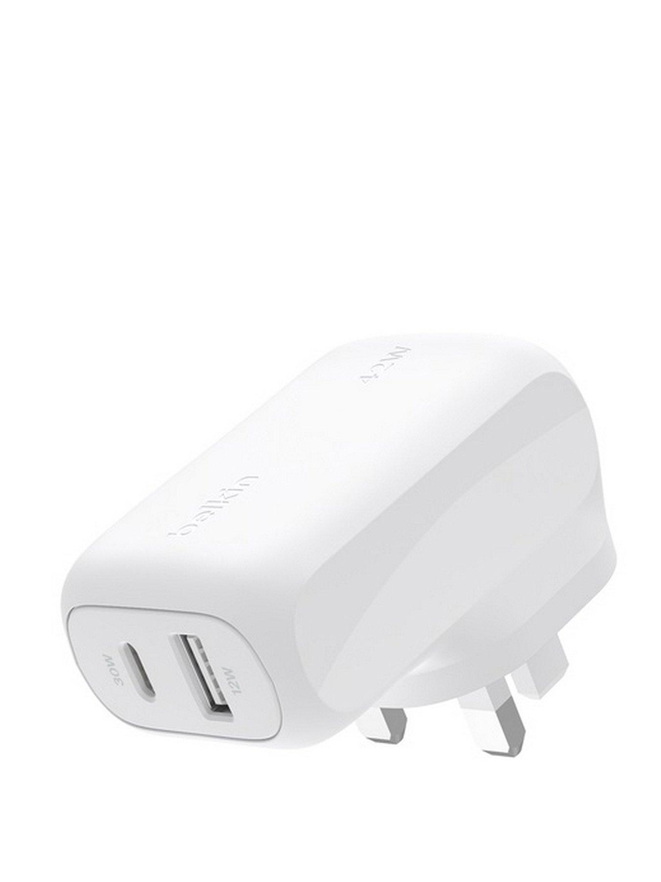 Image 1 of 5 of Belkin 42W USB-C and USB-A Dual Port Charger - White