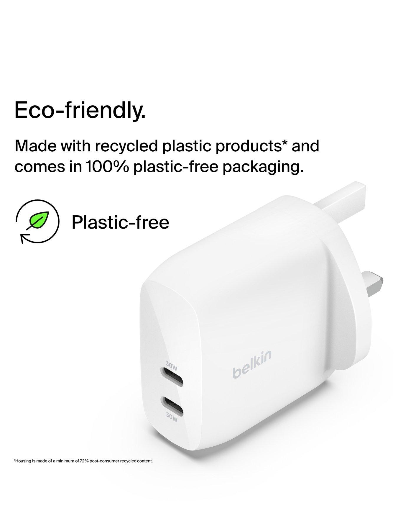 Image 4 of 6 of Belkin 60W USB-C Dual Port Wall Charger - White