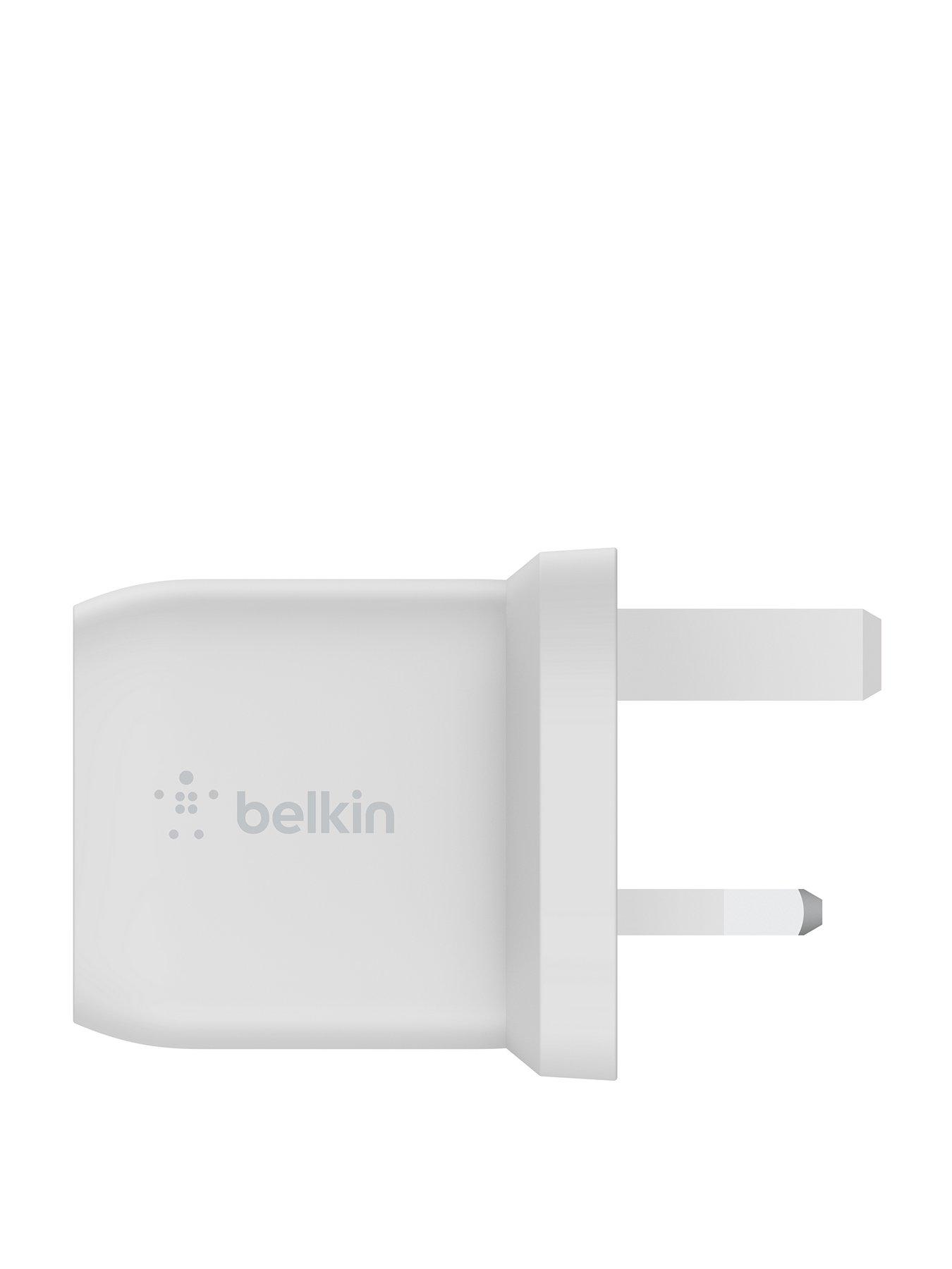  image of belkin-45w-power-delivery-dual-usb-c-gan-wall-charger-white