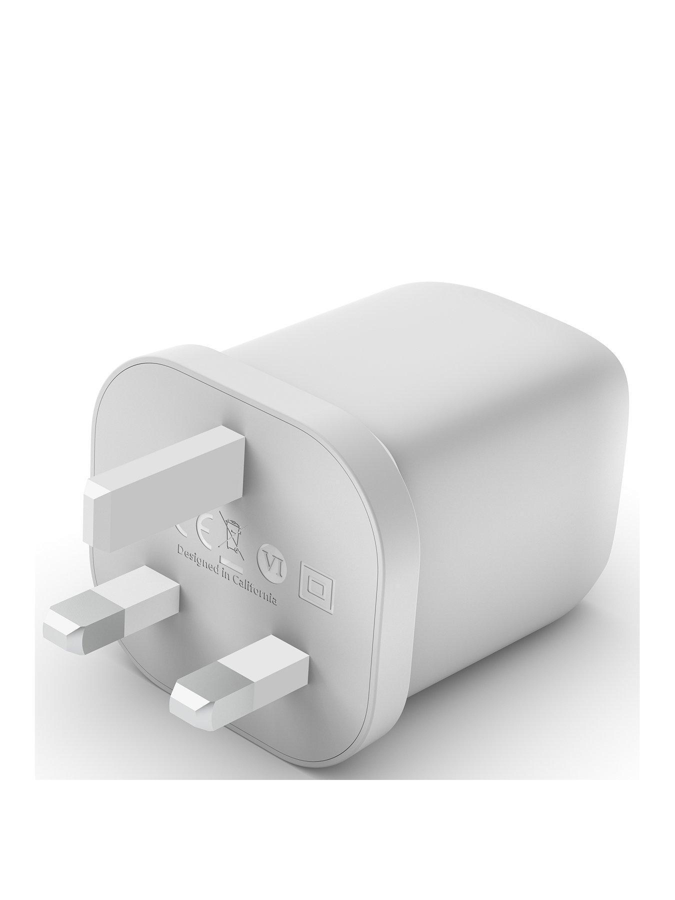  image of belkin-65w-power-delivery-dual-usb-c-gan-wall-charger-white