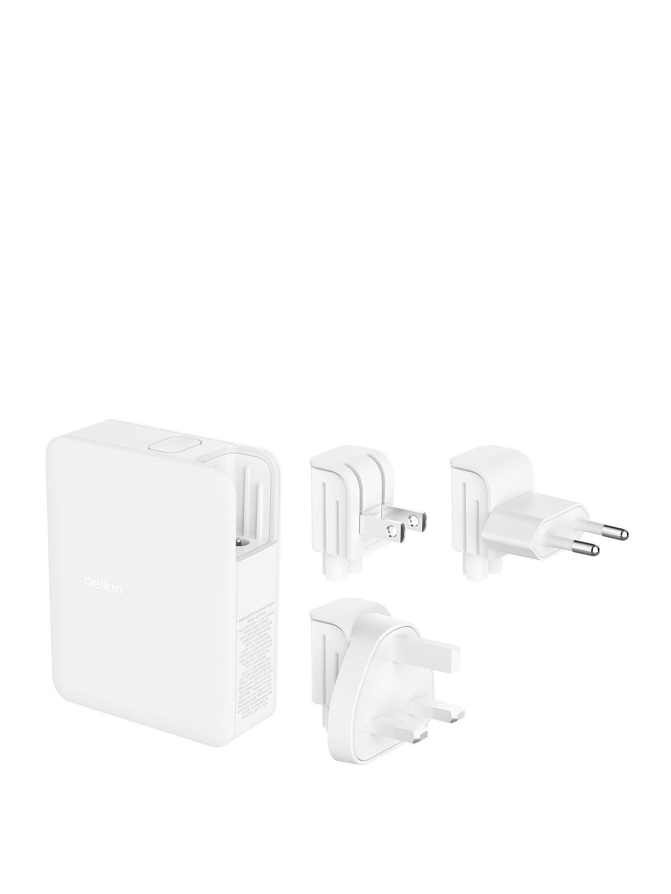  image of belkin-140w-4-port-gan-wall-charger-with-travel-tips--white