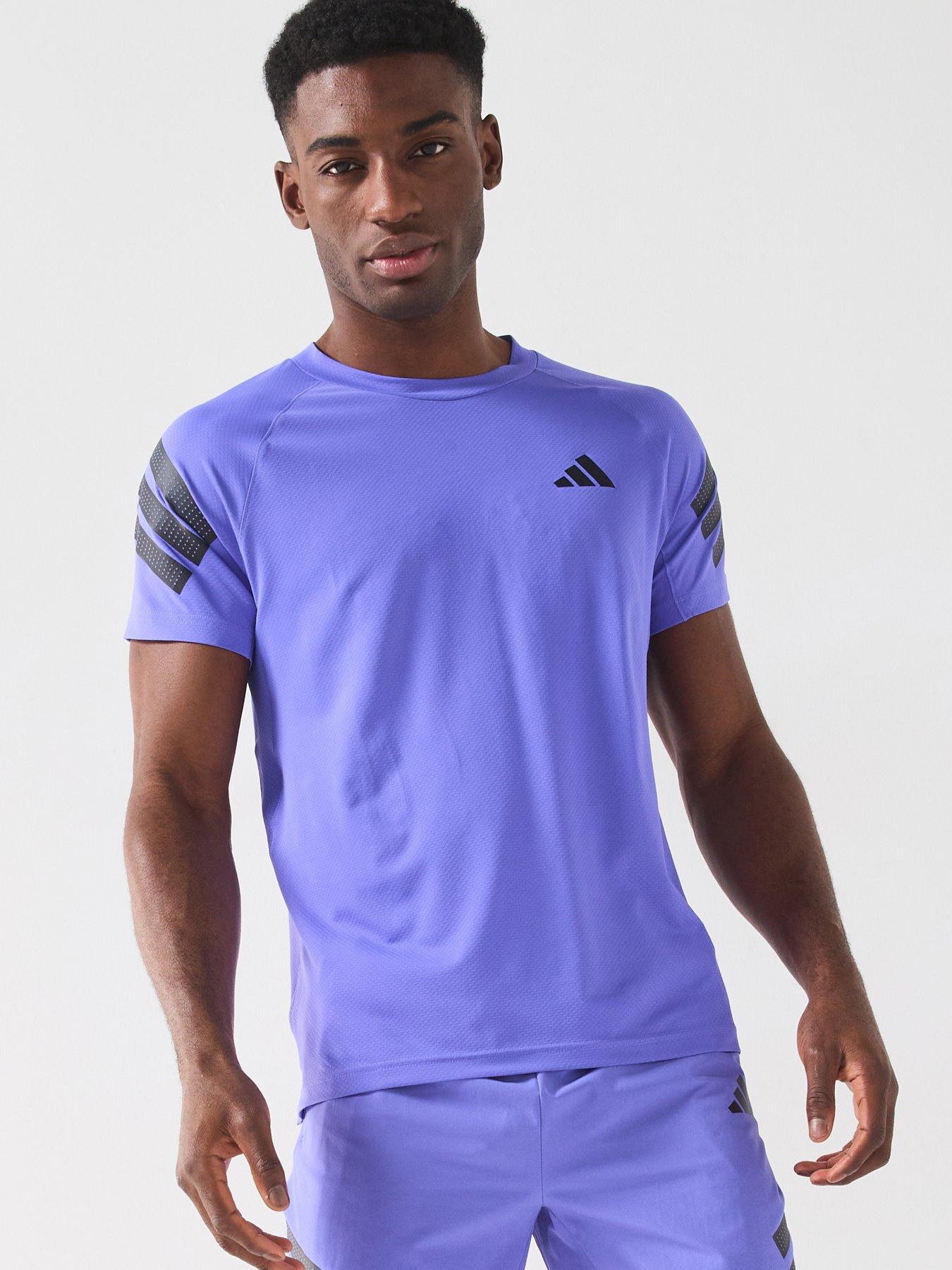 undefined Mens Training Gym+ 3 Stripe T-Shirt - Blue