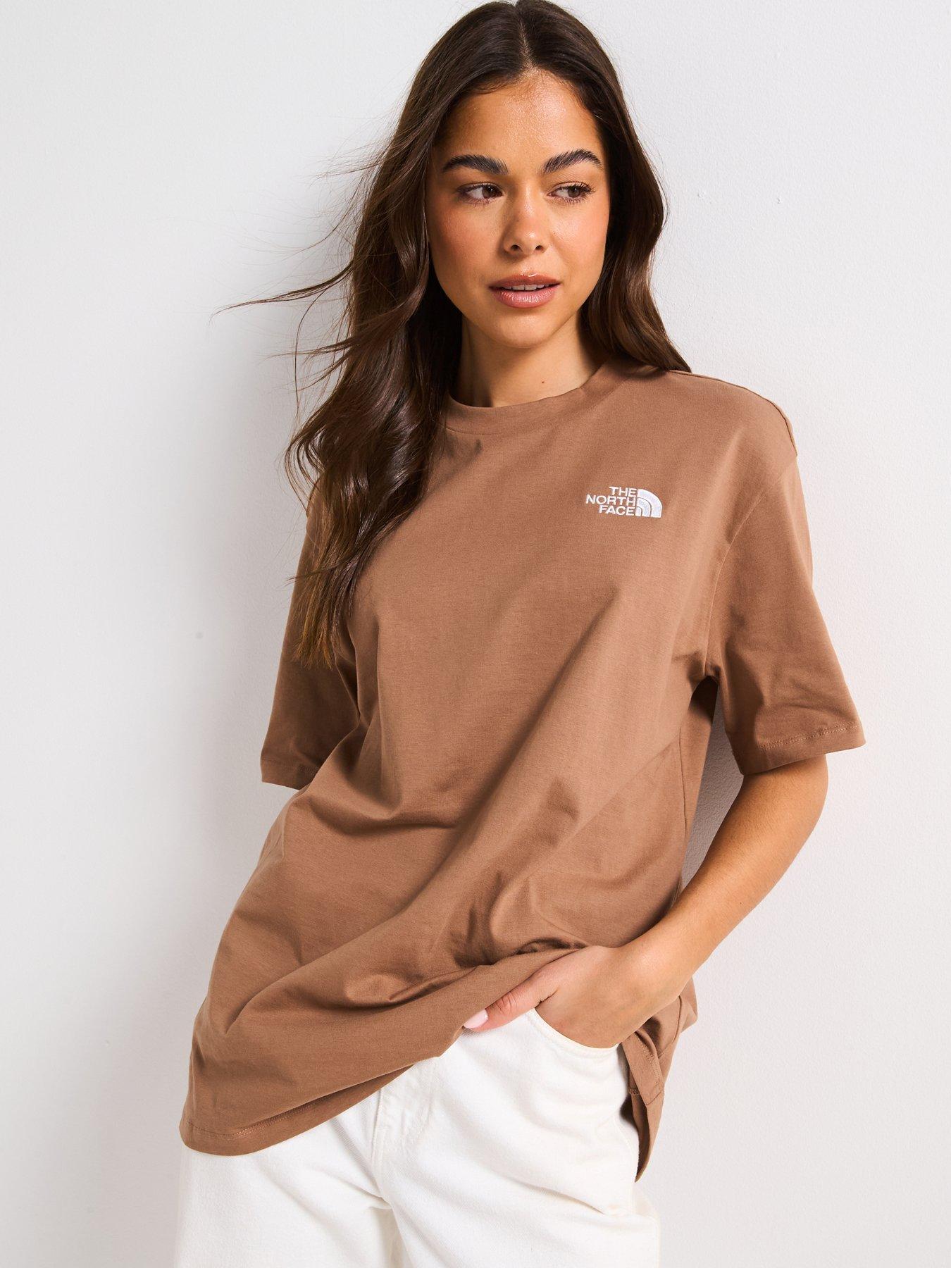 the-north-face-womens-short-sleeve-essential-oversized-tee-brown