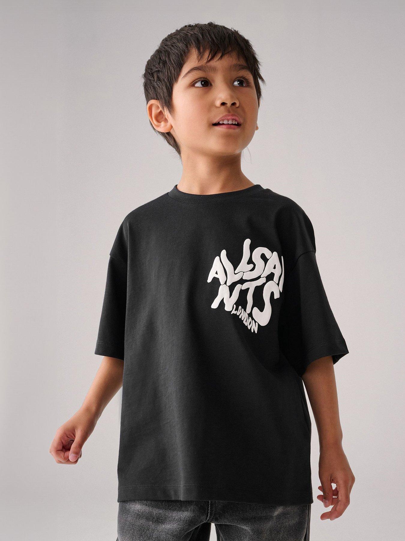 smALLSAINTS Boys Back Print Grunge Logo Tshirt - Black