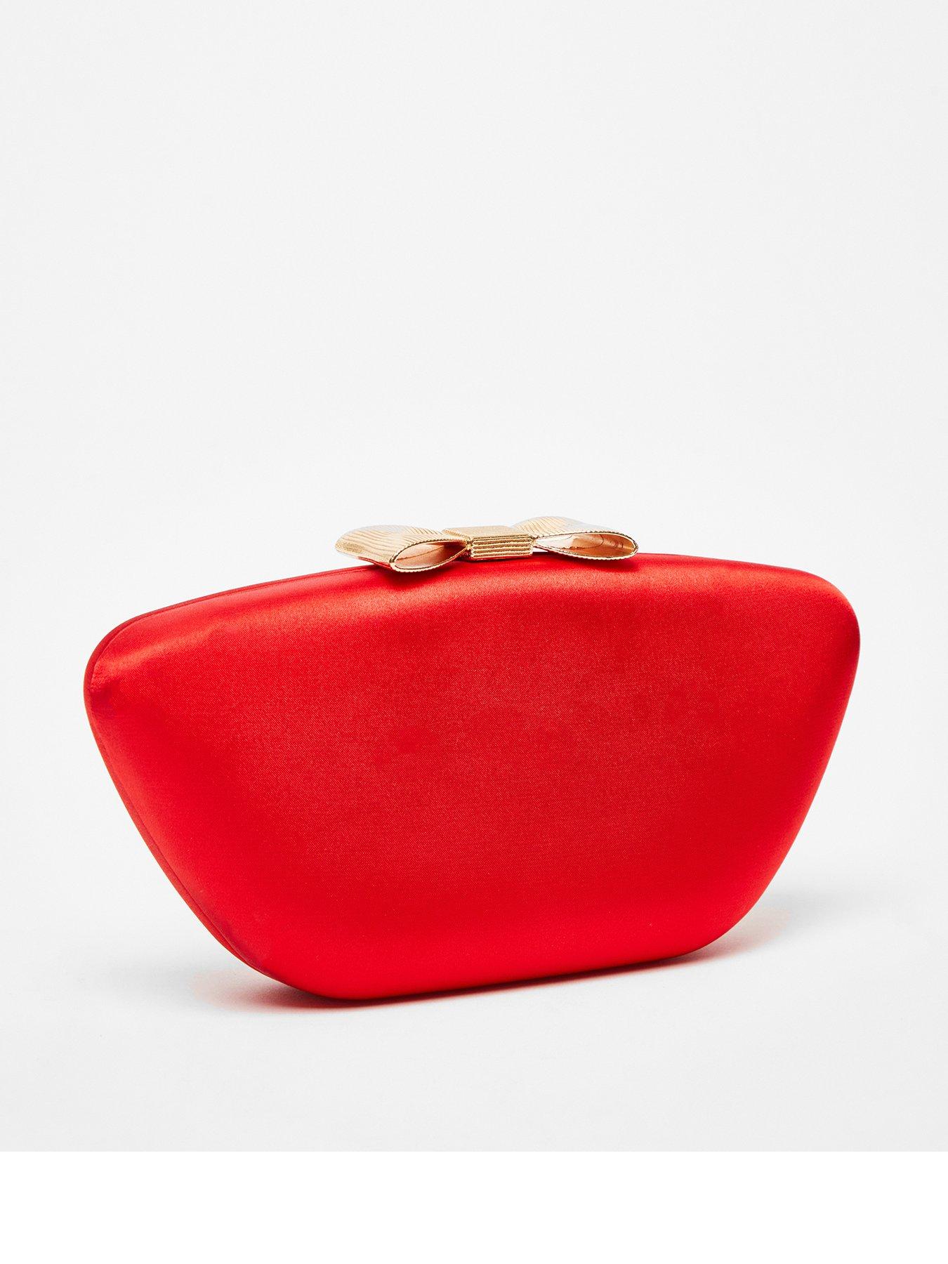 Image 2 of 4 of Quiz Red Satin Bow Box Bag