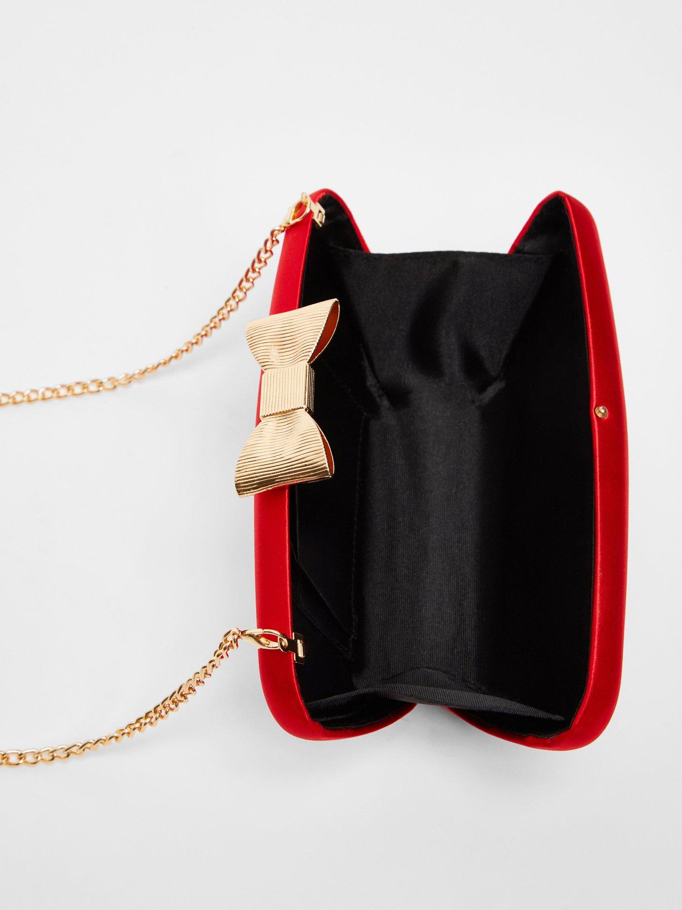 Image 4 of 4 of Quiz Red Satin Bow Box Bag