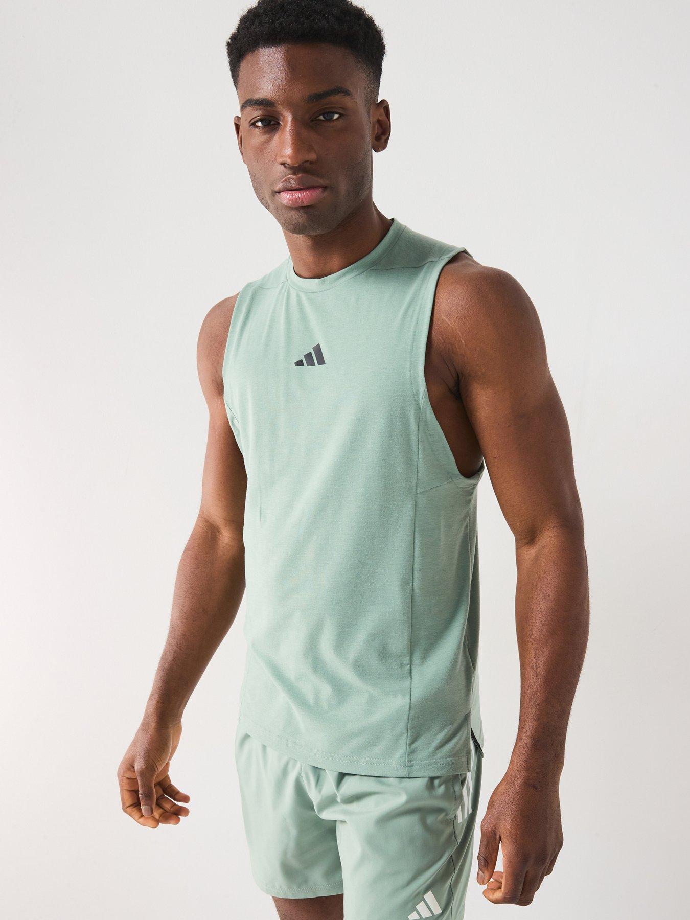 image of adidas-mens-designed-4-training-tank-silver-green