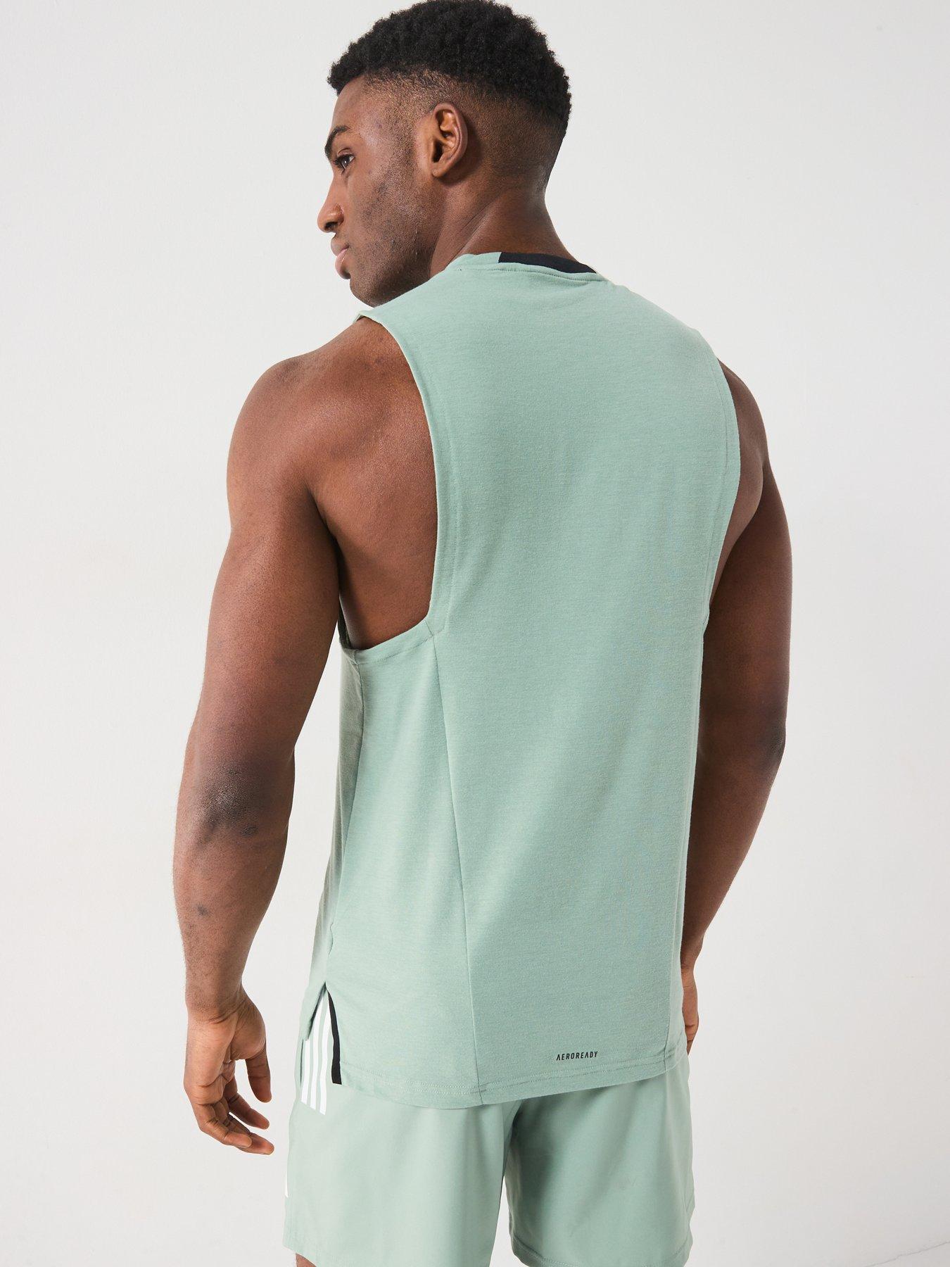  image of adidas-mens-designed-4-training-tank-silver-green
