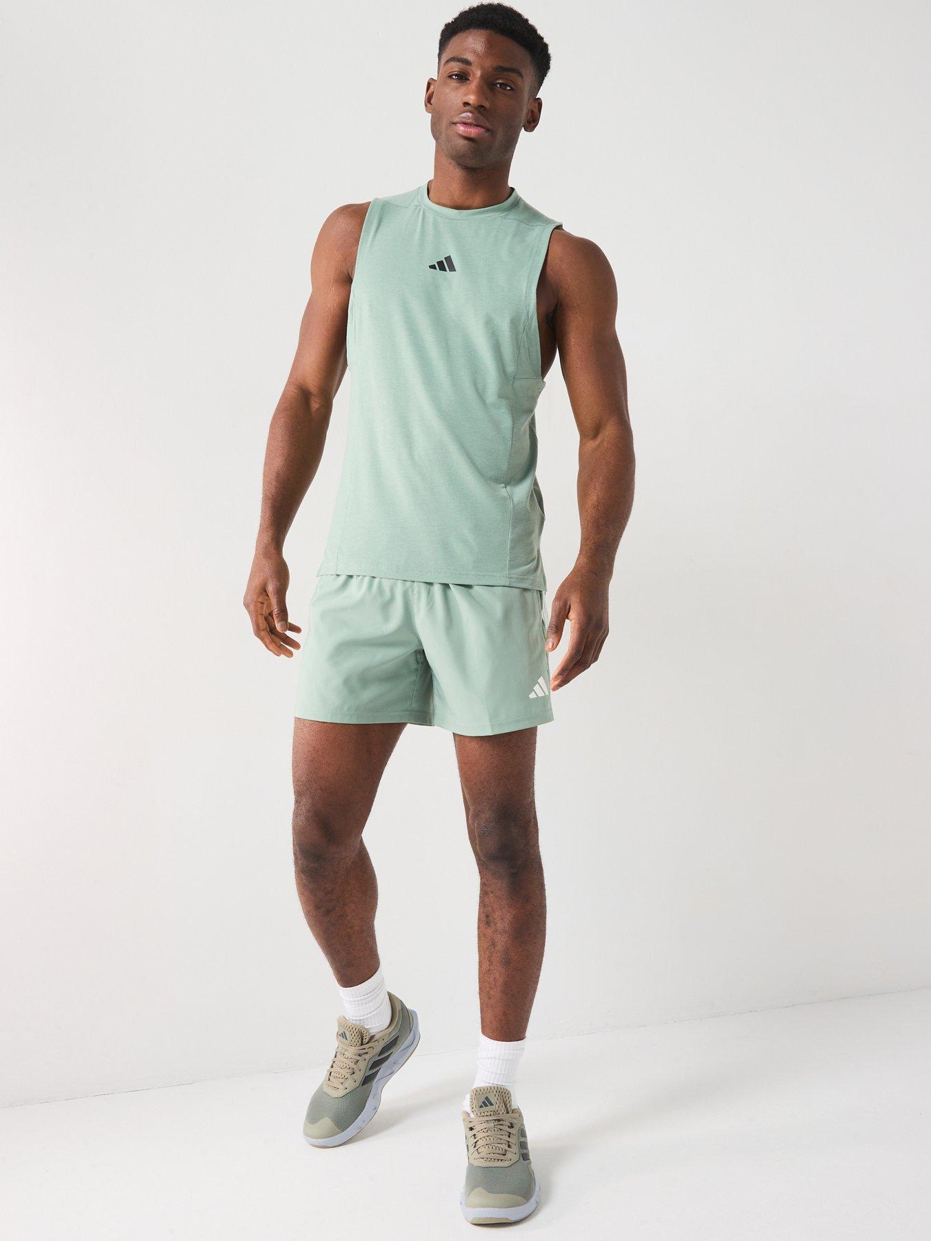  image of adidas-mens-designed-4-training-tank-silver-green