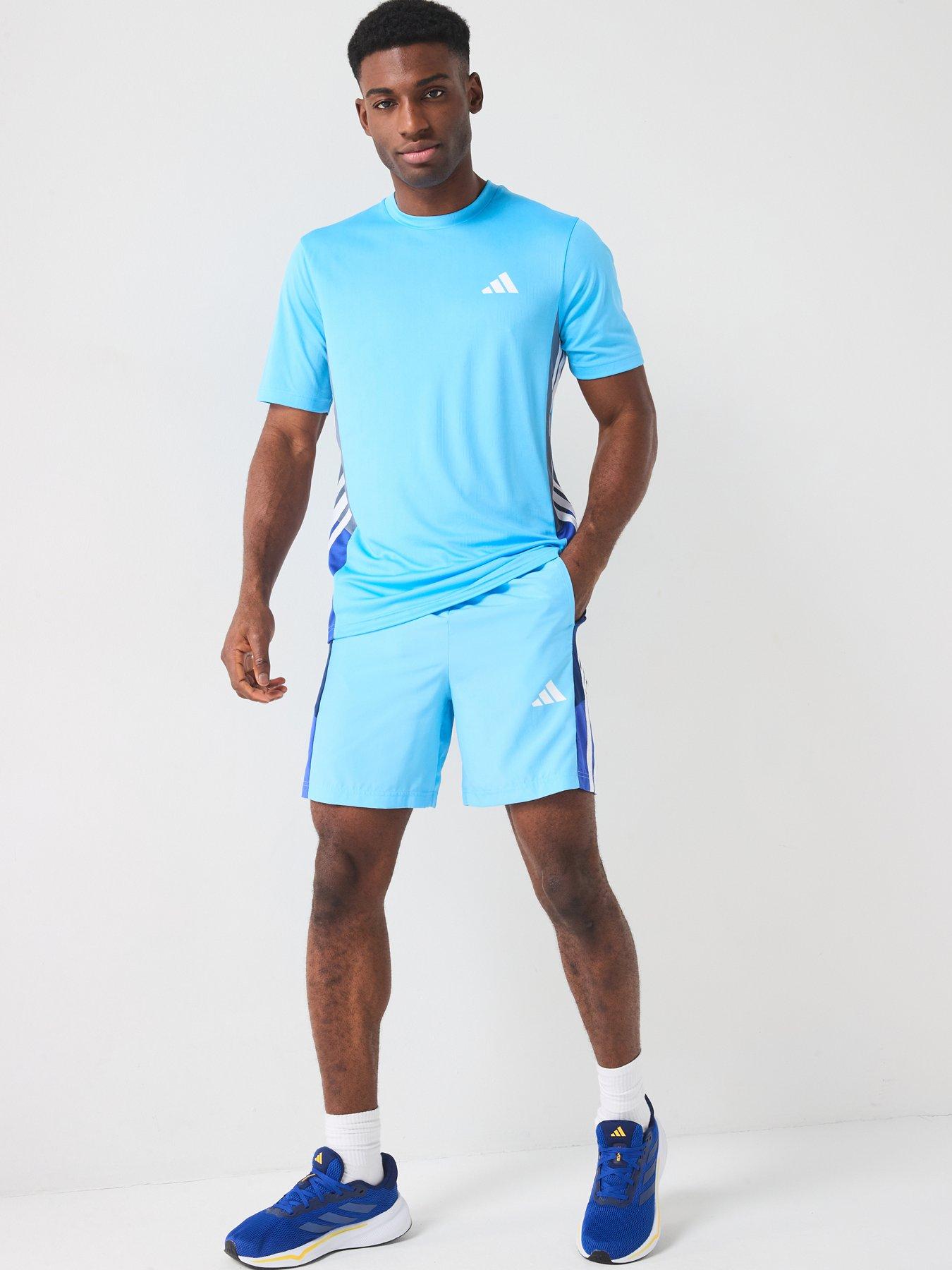  image of adidas-mens-train-essentials-colour-block-t-shirt-blue