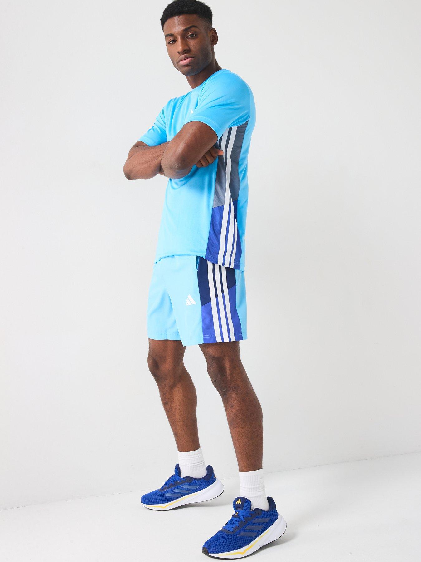  image of adidas-mens-train-essentials-colour-block-t-shirt-blue