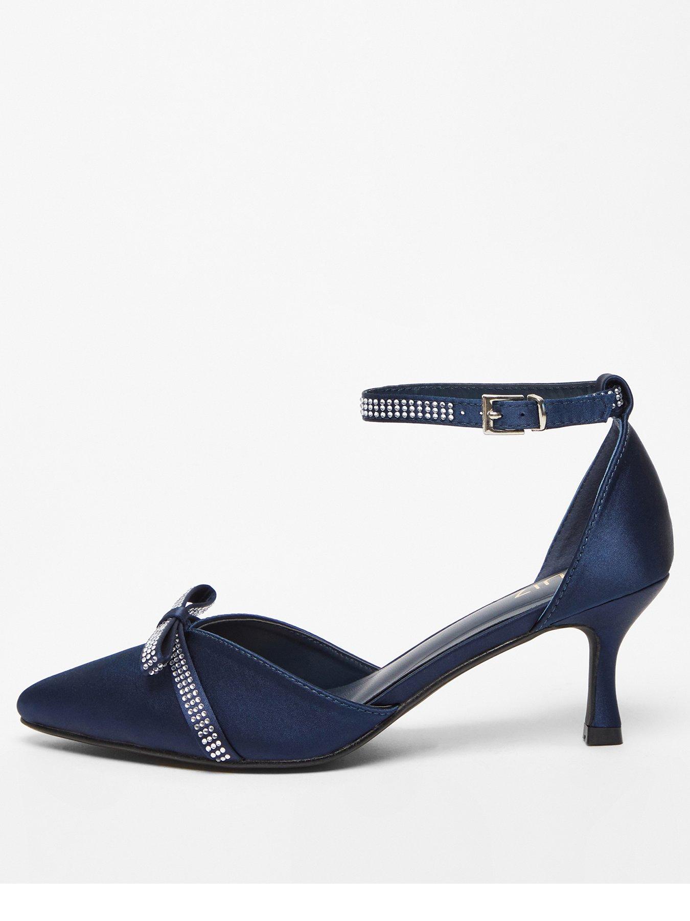 Quiz Navy Diamante Low Court Heels littlewoods