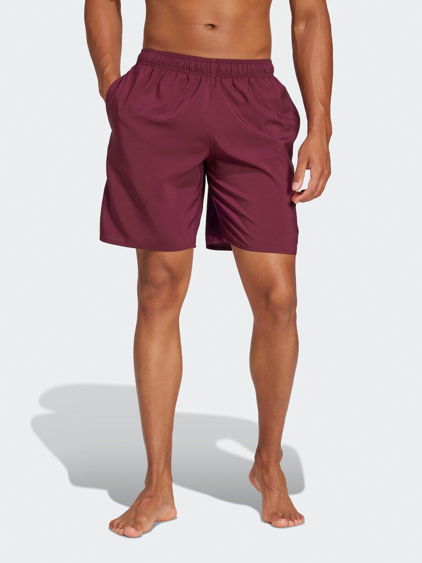 adidas-mens-solid-clx-swim-shorts-maroonblack