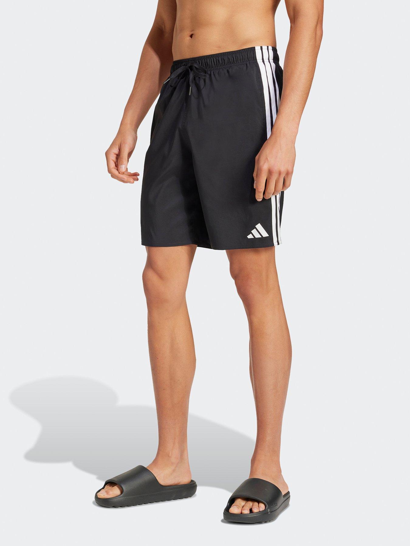 adidas-mens-3-stripe-8in-swim-shorts-blackwhite