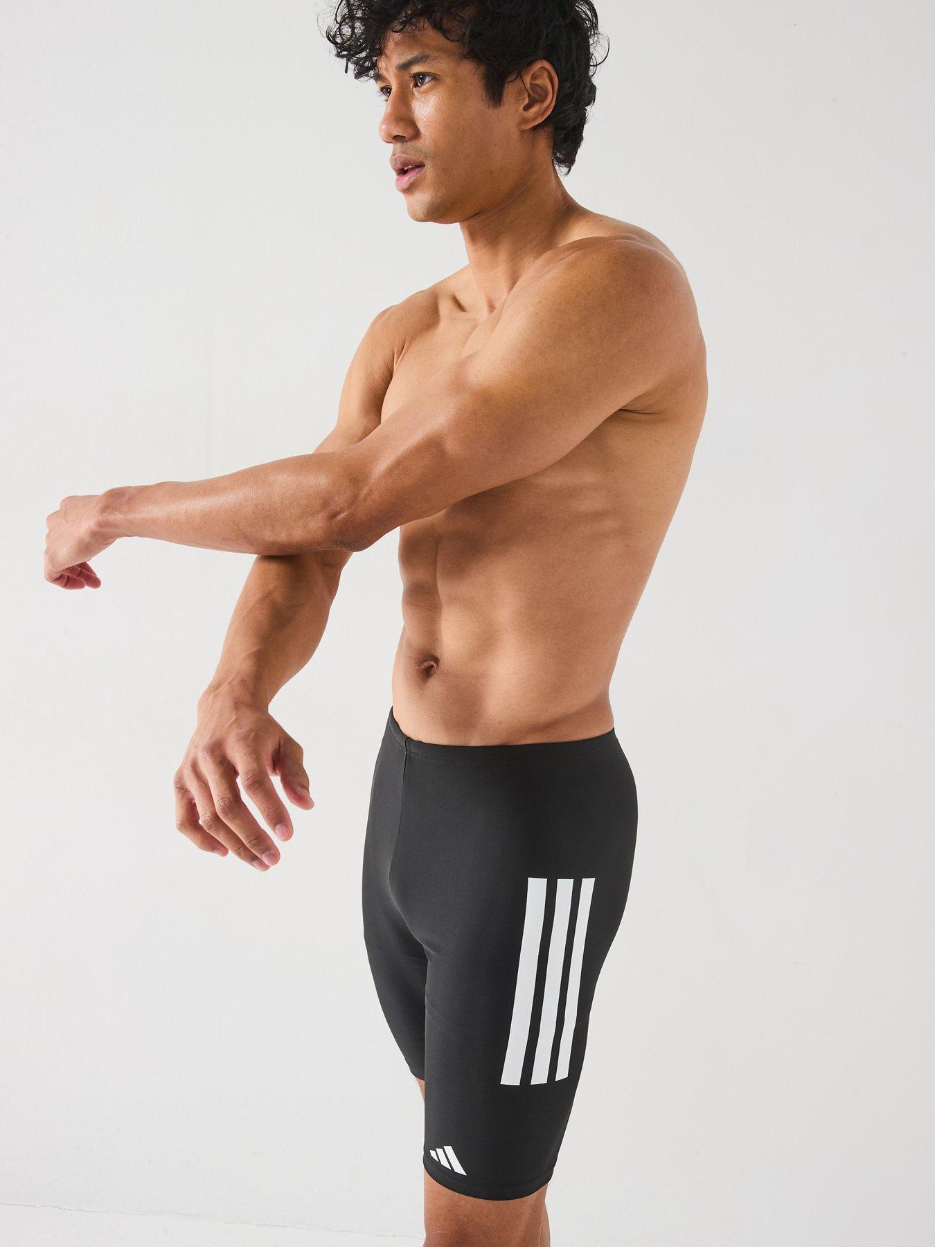 adidas-mens-3-stripe-jammer-swim-shorts-blackwhite