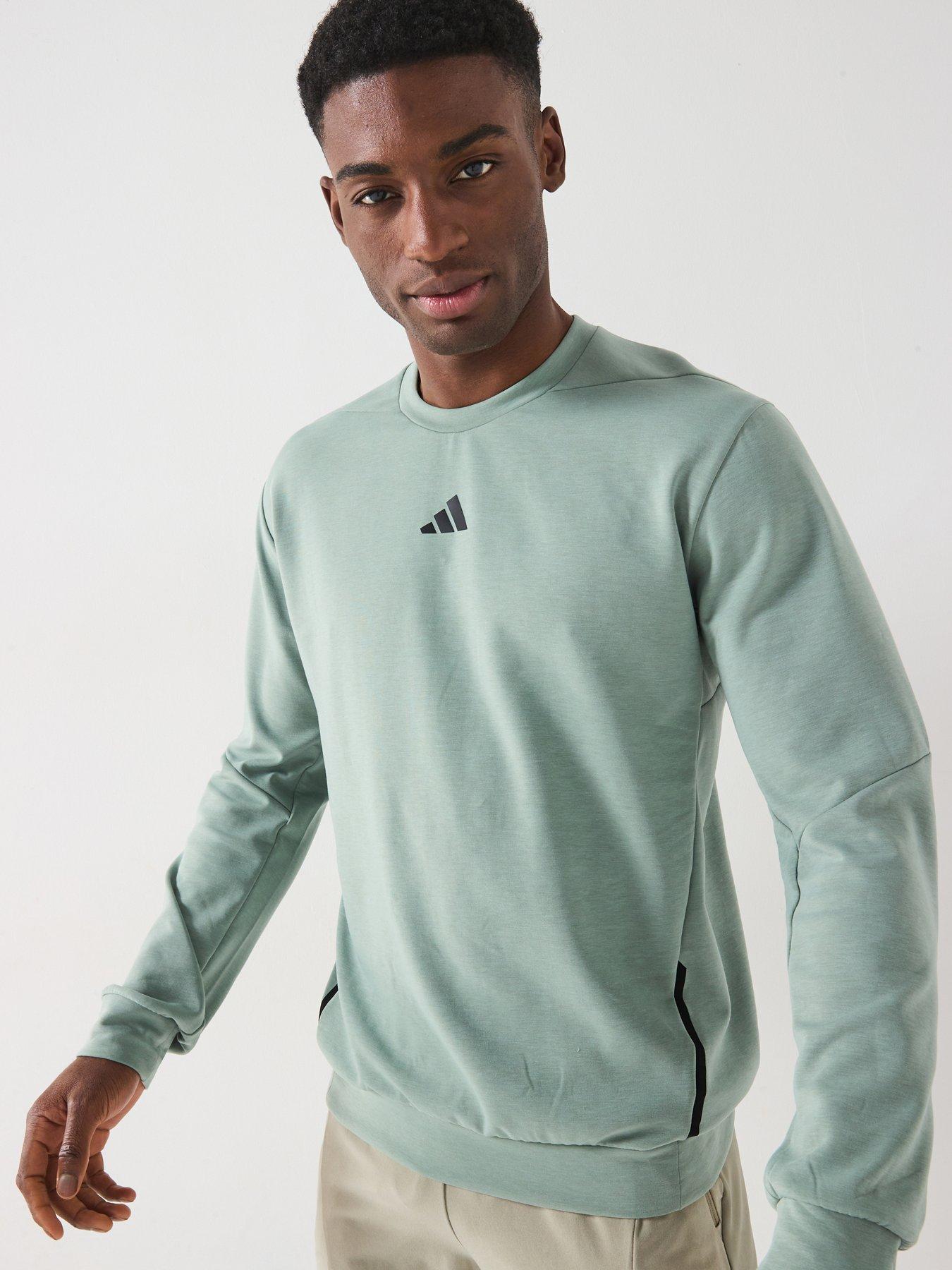  image of adidas-mens-training-d4t-crew-sweatshirt-silver-green