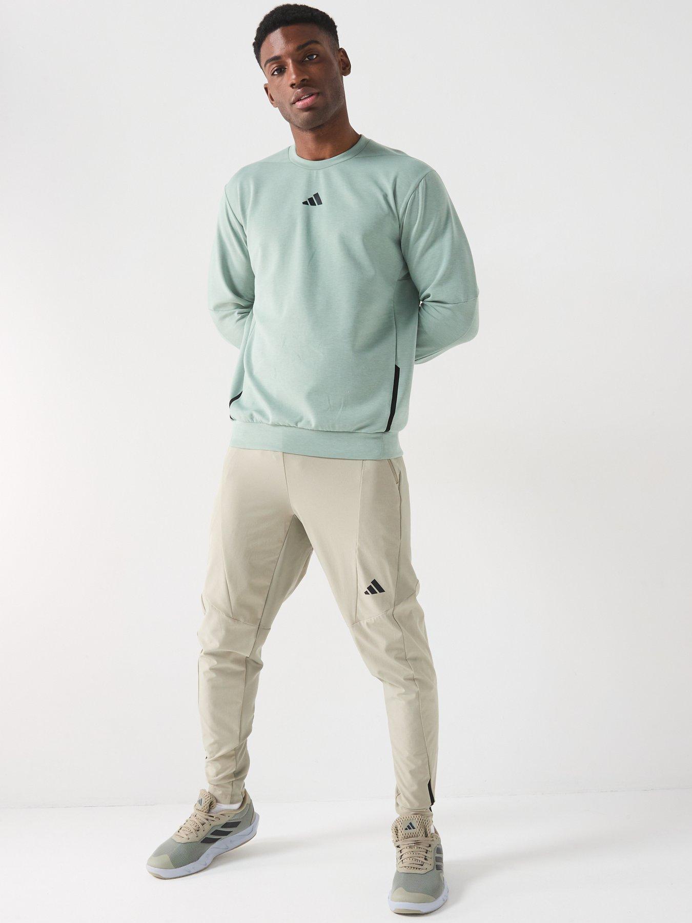  image of adidas-mens-training-d4t-crew-sweatshirt-silver-green