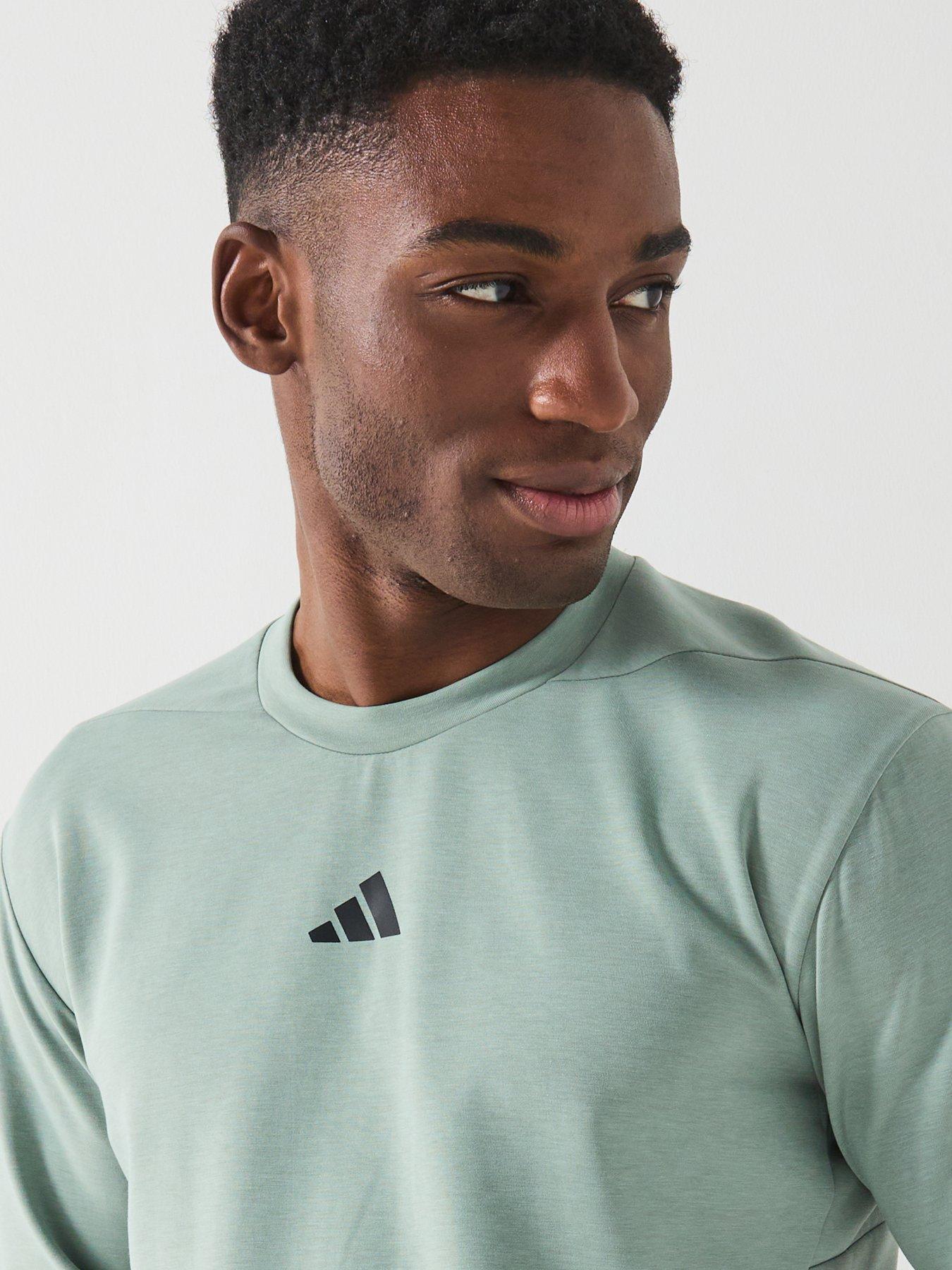  image of adidas-mens-training-d4t-crew-sweatshirt-silver-green