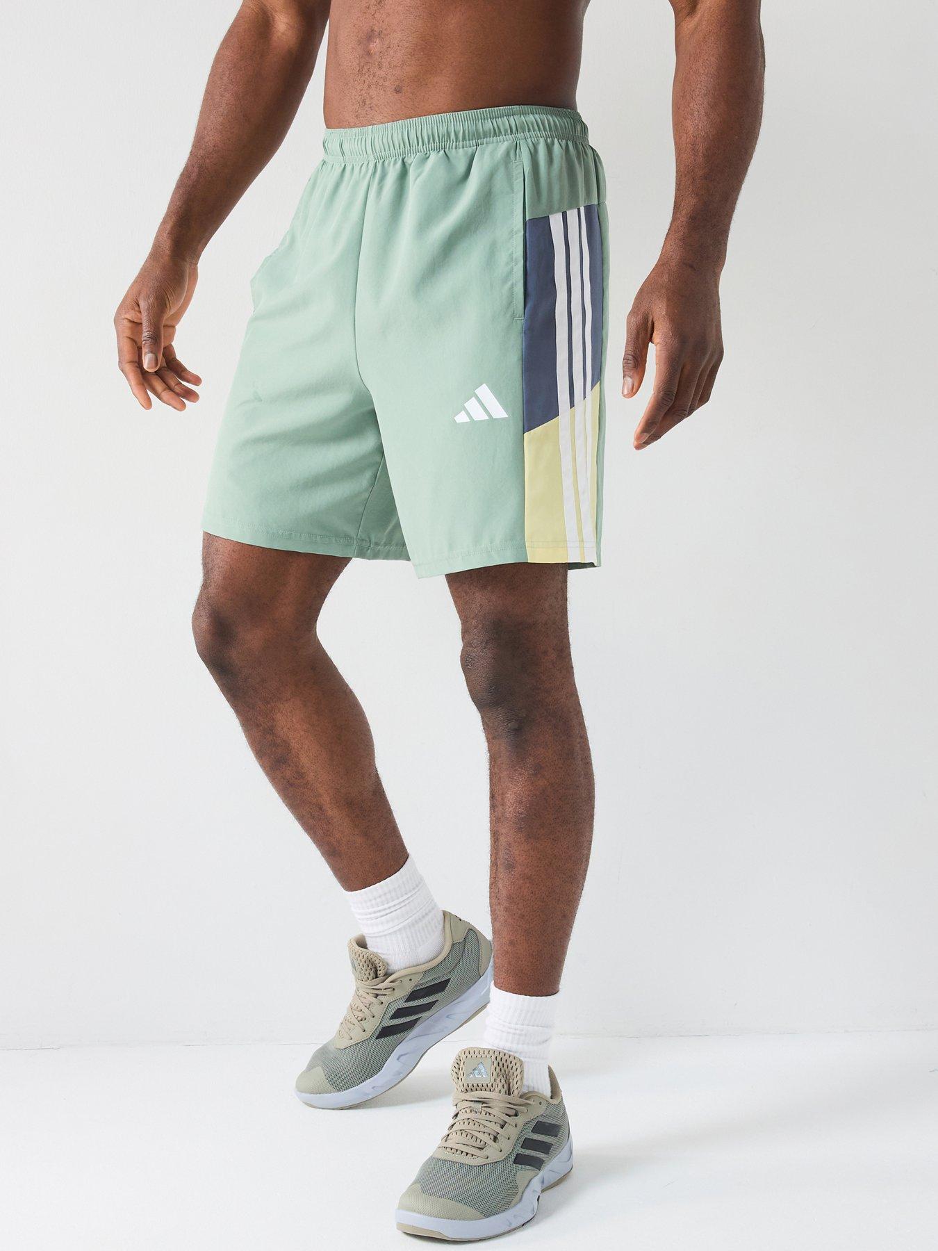 adidas-mens-train-essentials-colour-block-shorts-silver-green