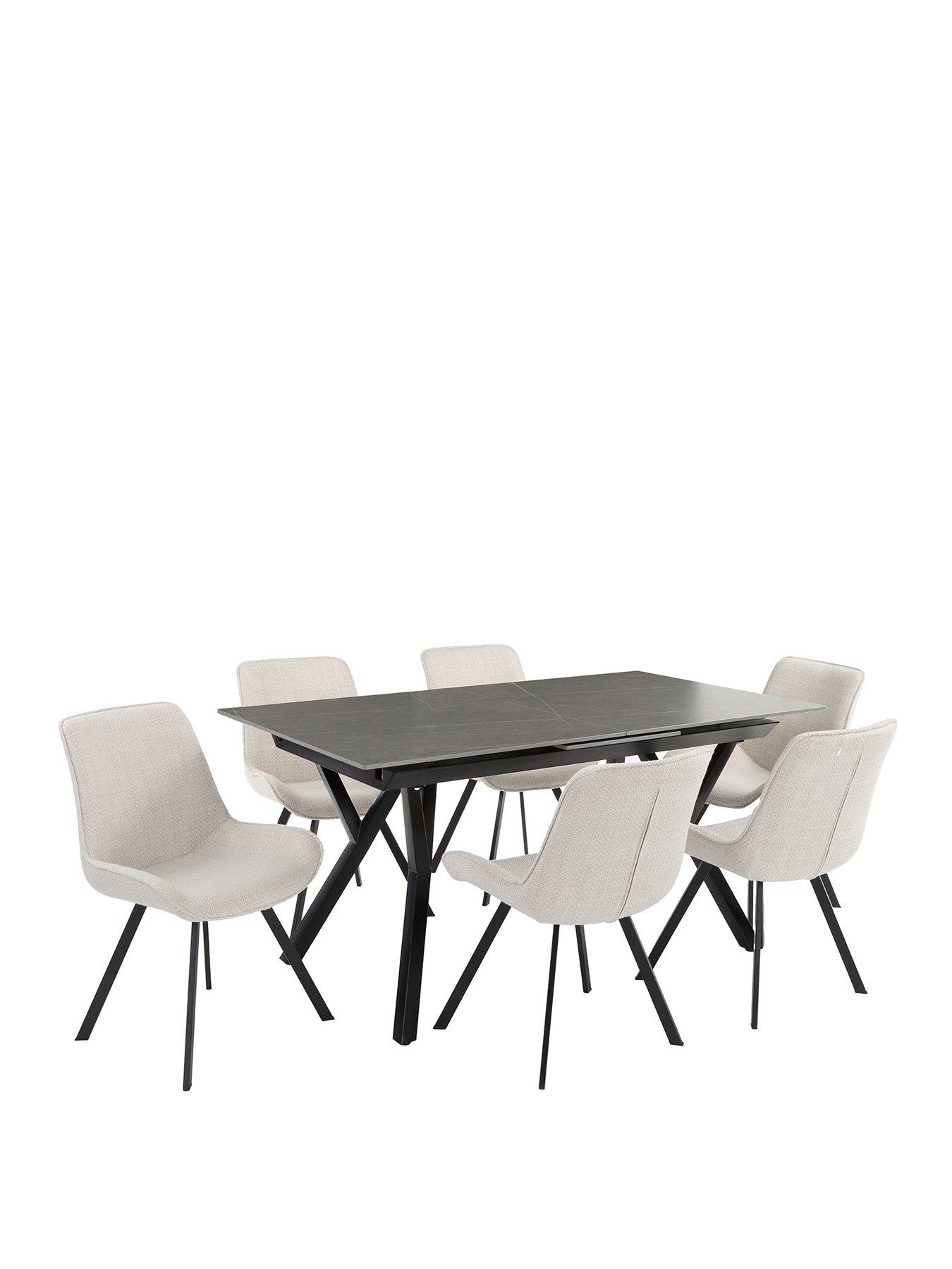stillFront image of very-home-corbin-160-200cm-extending-dining-table-6-arabella-dining-chairs