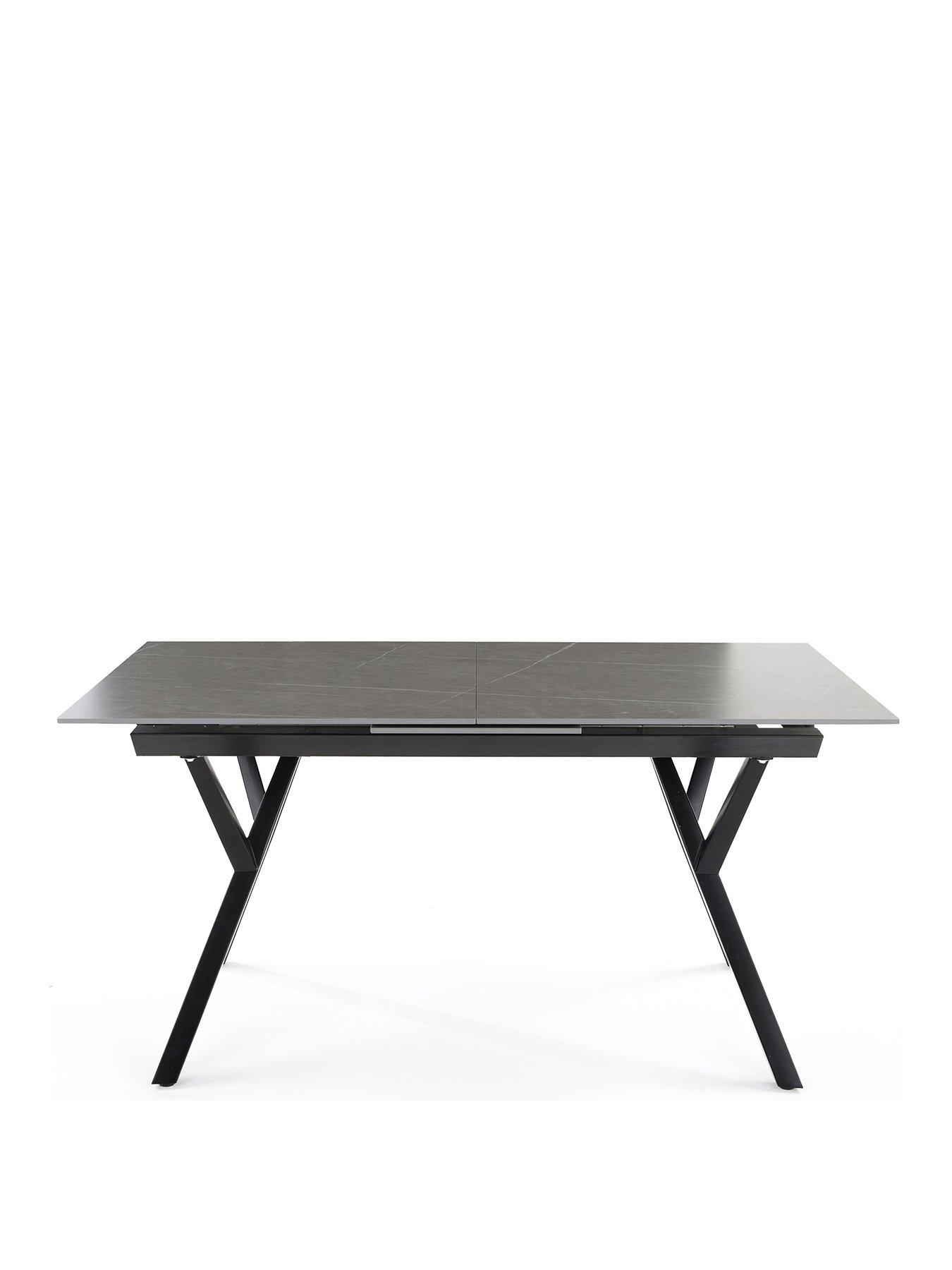  image of very-home-corbin-160-200-cm-extending-black-dining-table-6-marlow-rust-dining-chairs-fscreg-certified