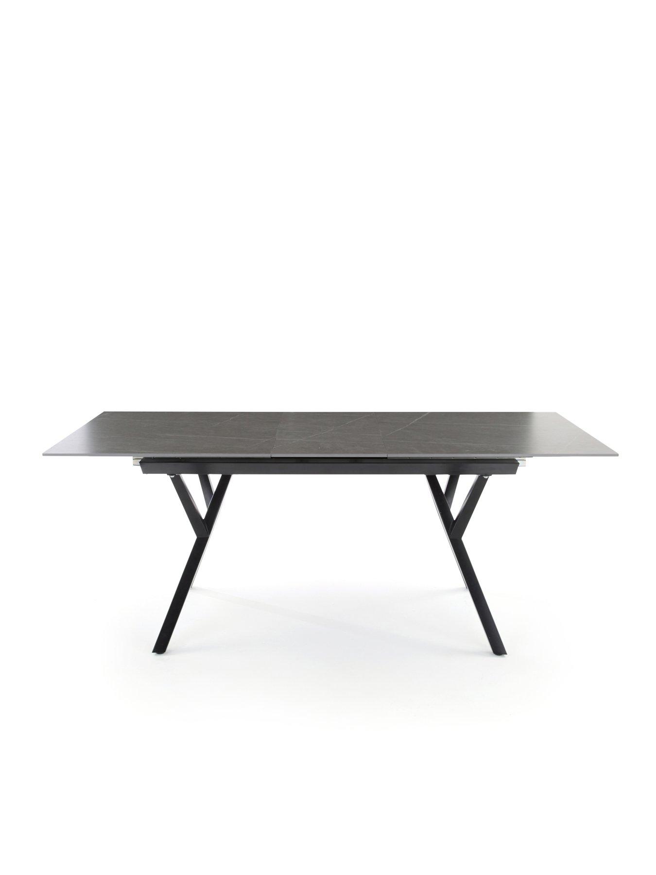  image of very-home-corbin-160-200-cm-extending-black-dining-table-6-marlow-rust-dining-chairs-fscreg-certified
