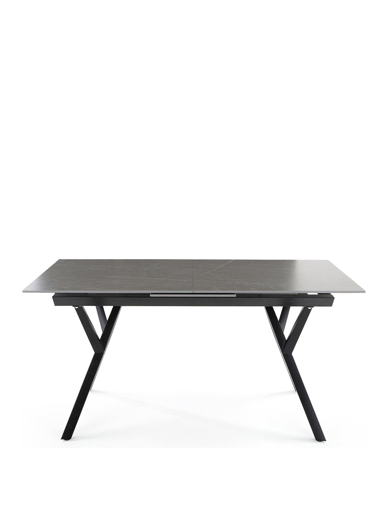  image of very-home-corbin-160-200nbspcm-extending-blacknbspdining-table-6-marlow-moss-green-dining-chairsnbsp--fscreg-certified