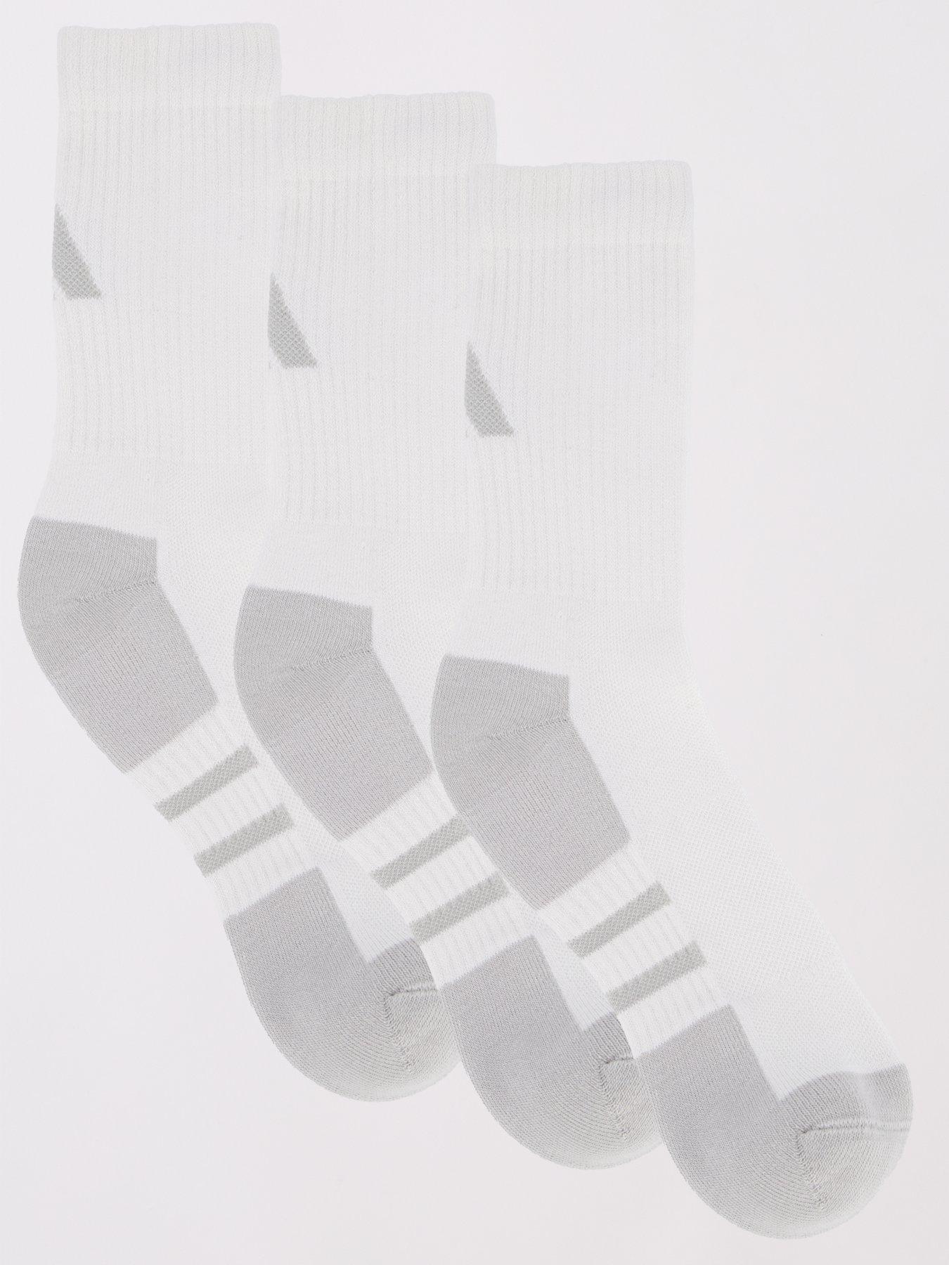 adidas Unisex Training Essential Crew Socks 3 Pack - White/Grey
