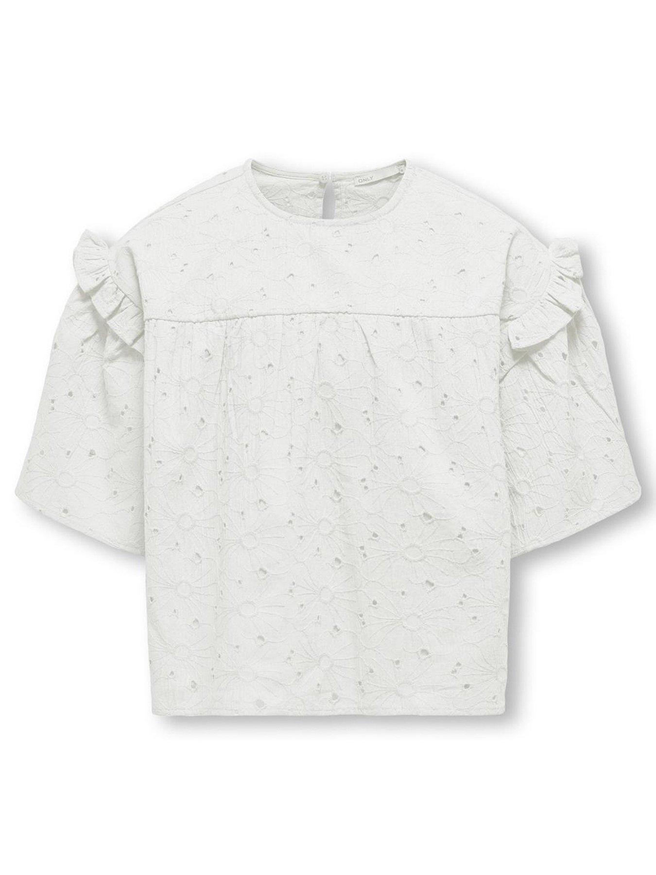 only-kids-girls-daisy-broderie-anglaise-short-sleeve-blouse-white