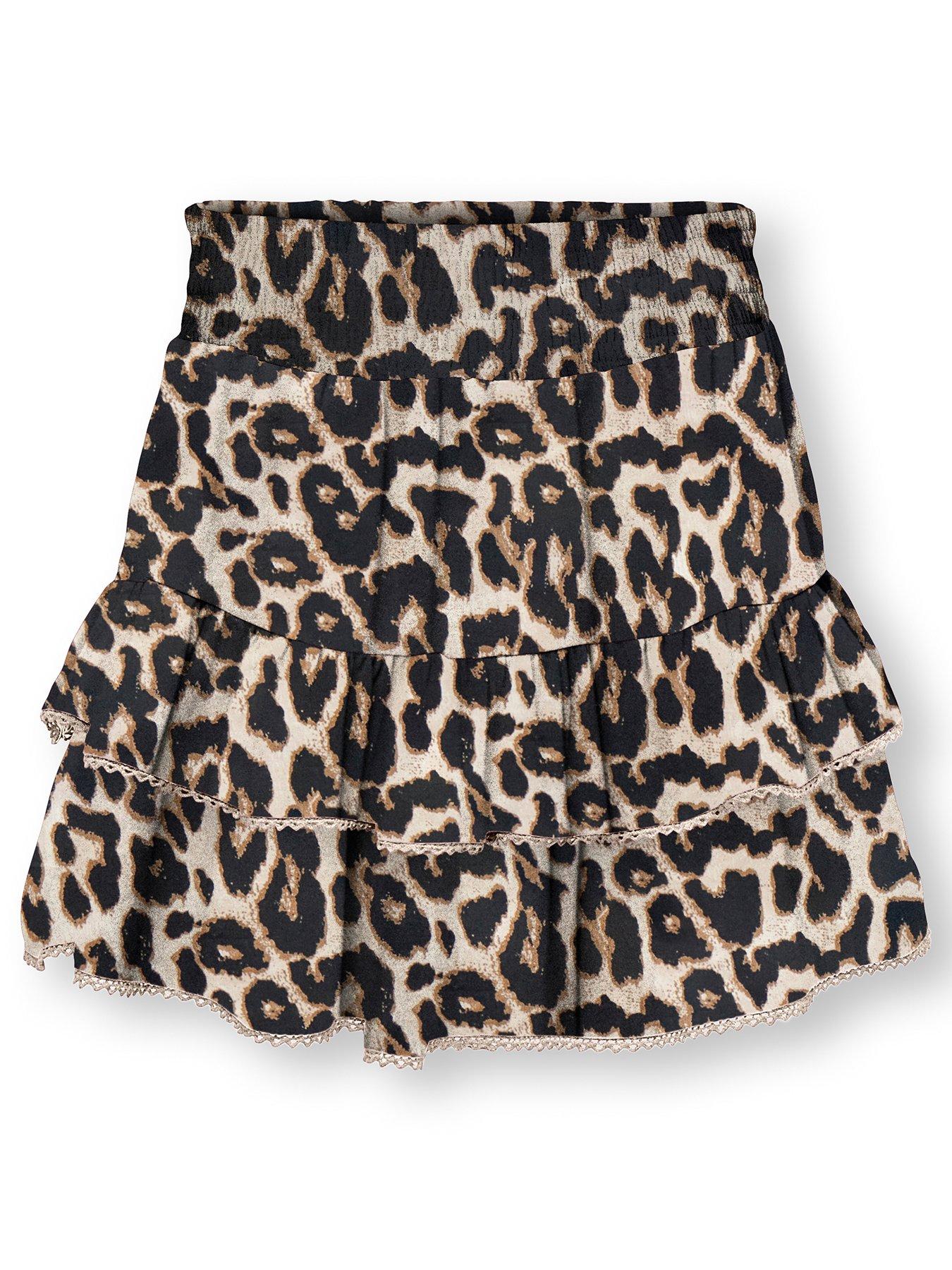  image of only-kids-girls-leopard-print-skirt-black