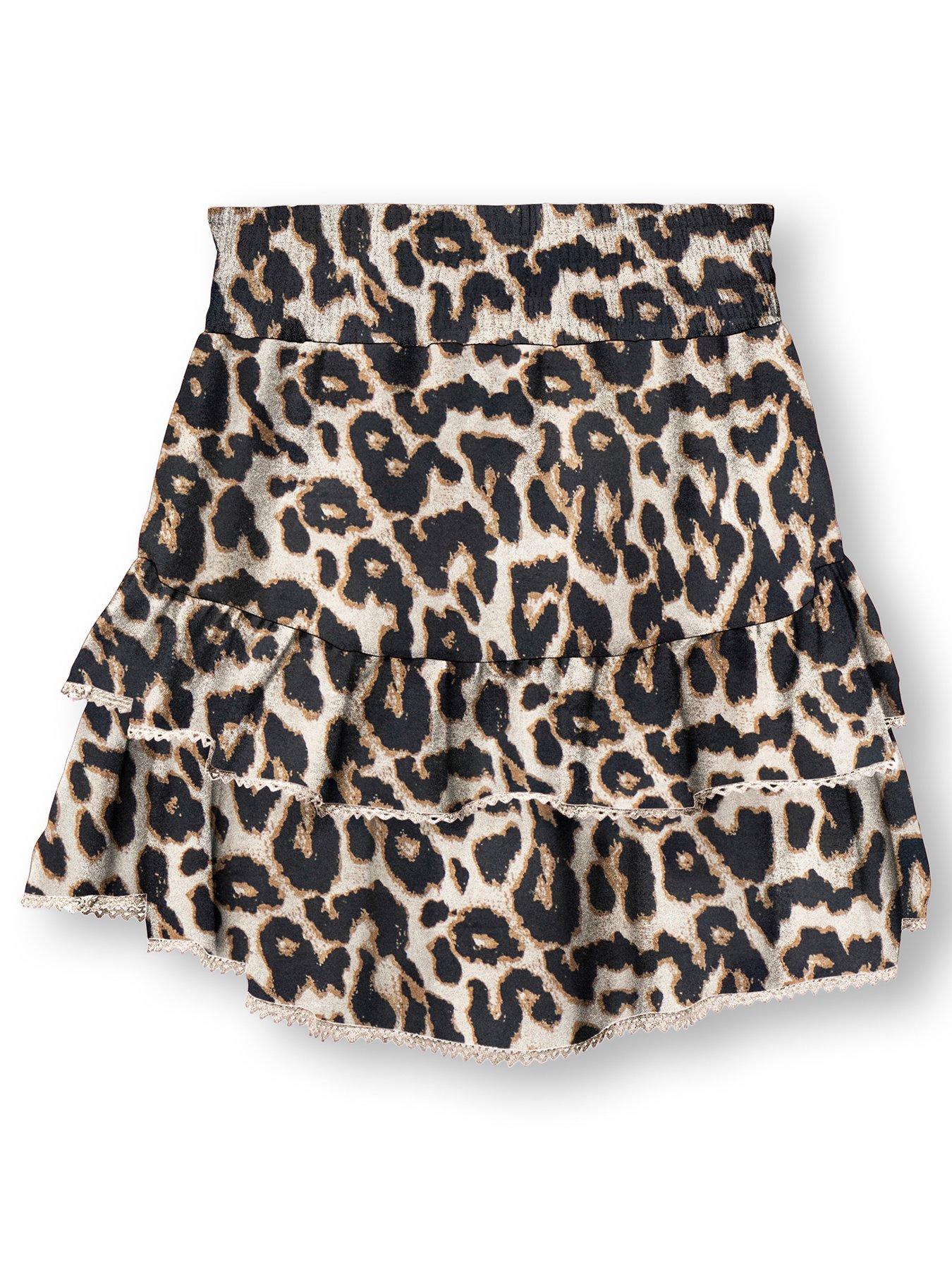 back image of only-kids-girls-leopard-print-skirt-black