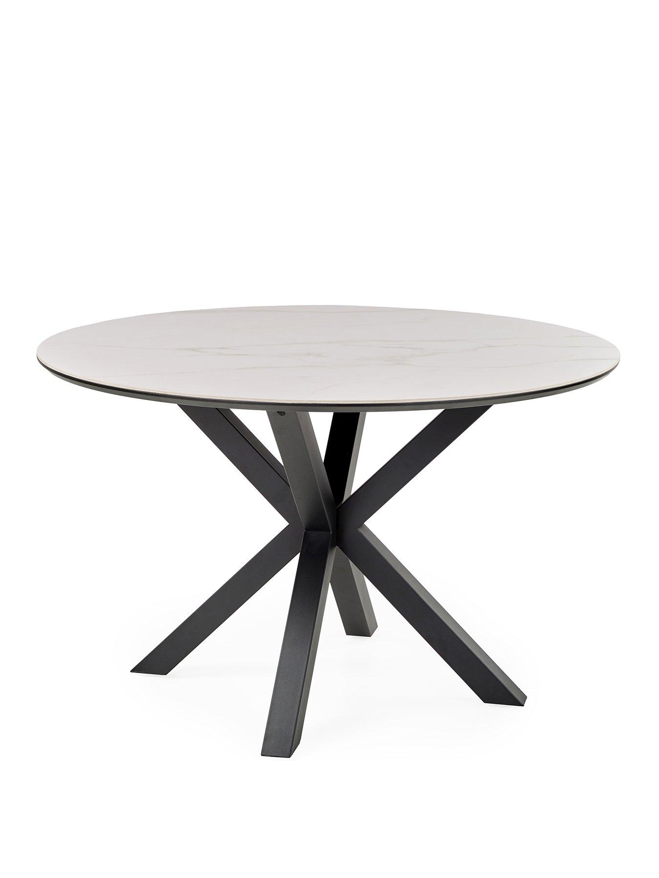 Image 3 of 6 of Very Home Arabella&nbsp;120 cm Round Dining Table + 4 Aurelia Boucle Dining Chairs - White/Black/Cream