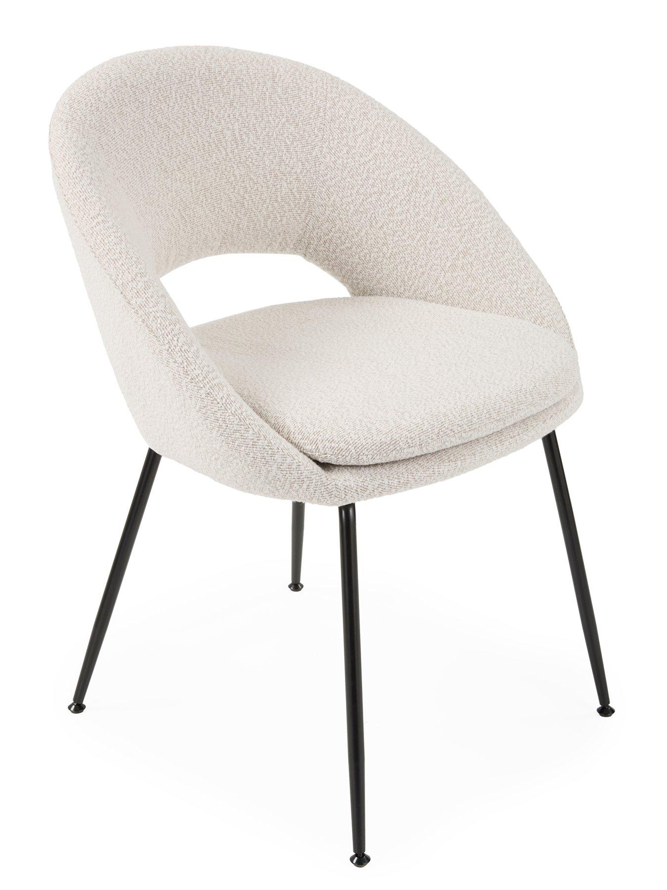 Image 4 of 6 of Very Home Arabella&nbsp;120 cm Round Dining Table + 4 Aurelia Boucle Dining Chairs - White/Black/Cream