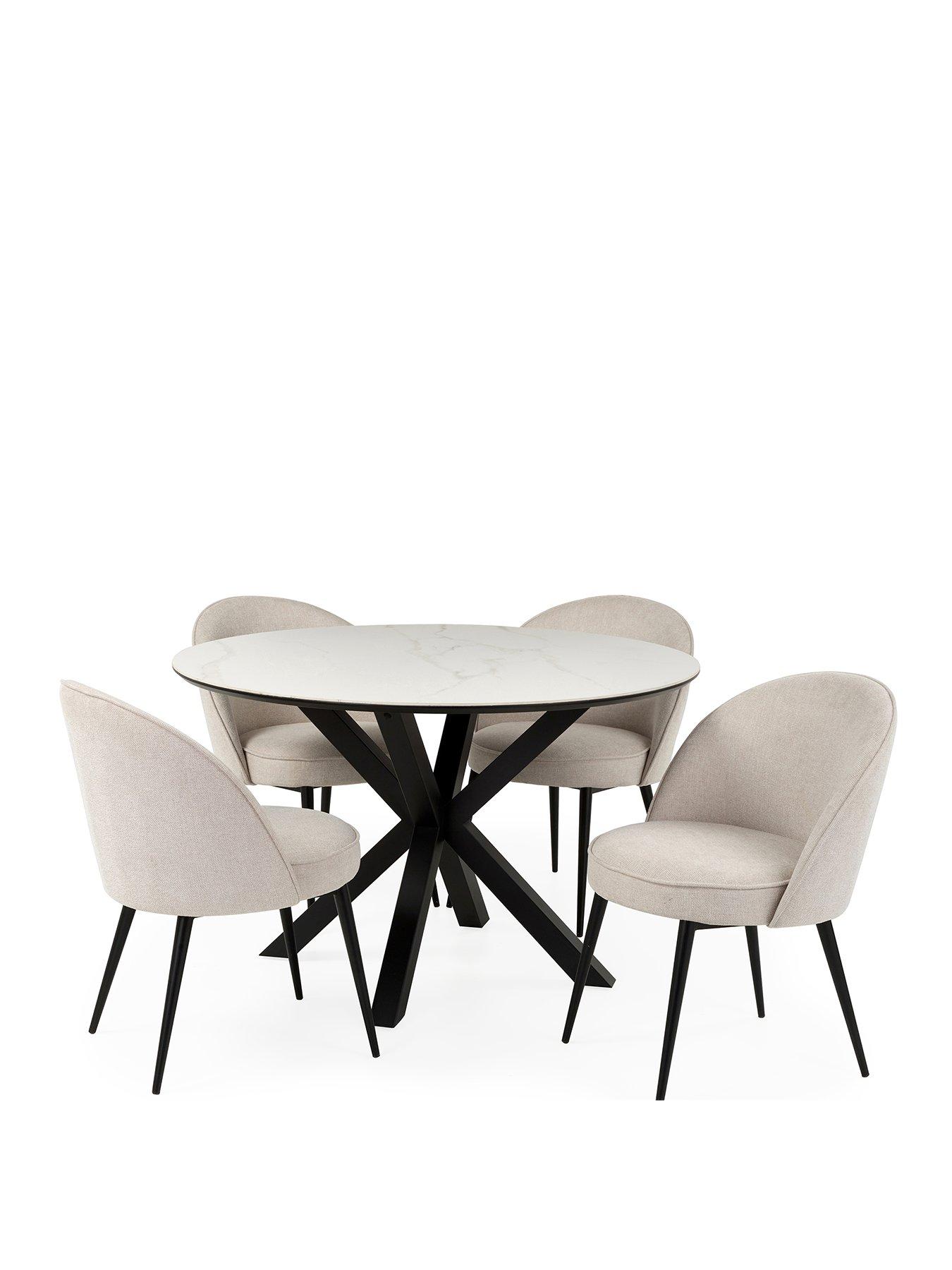  image of very-home-arabella-round-dining-table-4-carina-natural-chairs-whiteblacknatural
