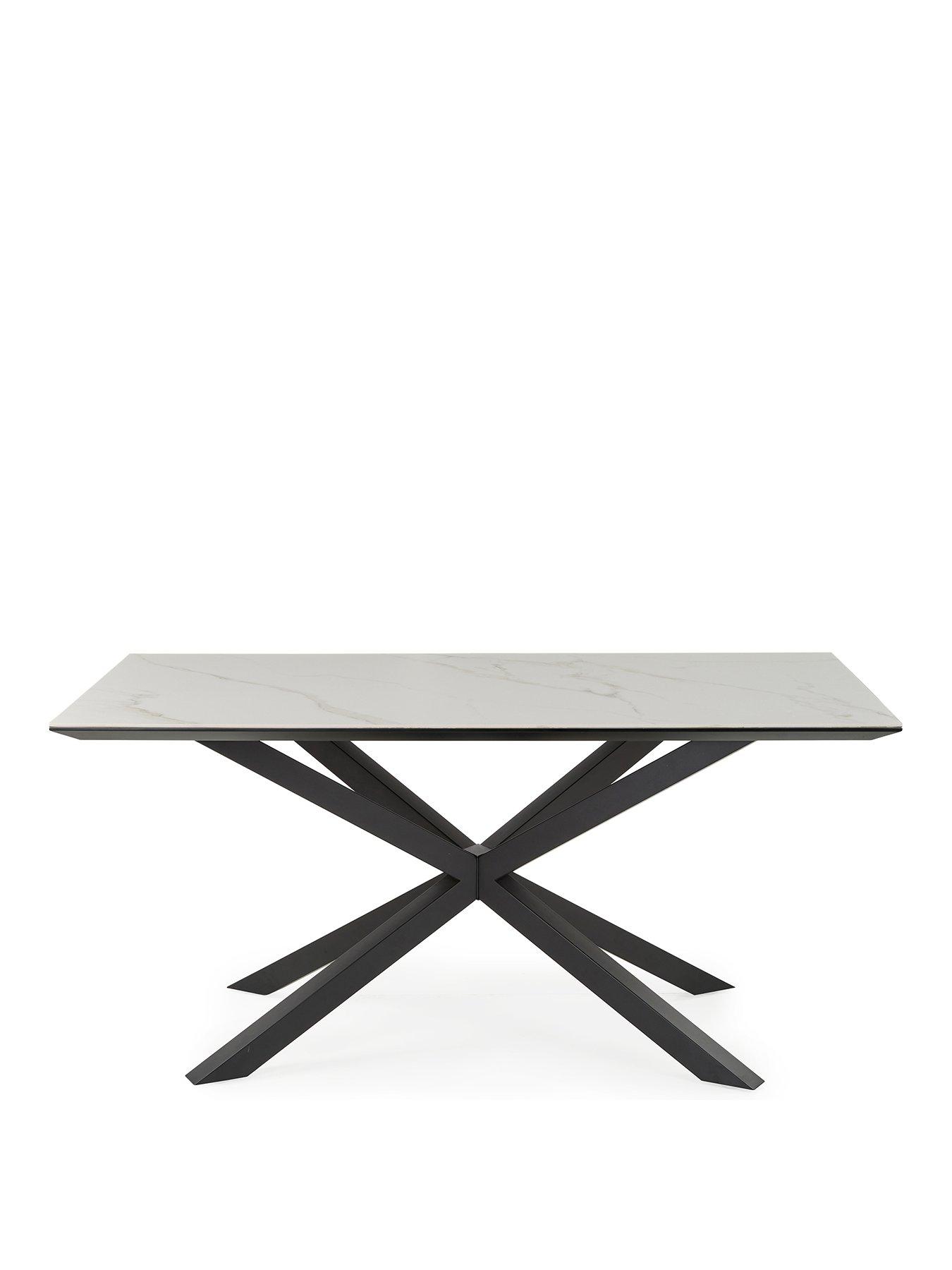  image of very-home-arabella-160-cm-rectangular-dining-table-4-sorena-grey-chairs-whiteblackgrey